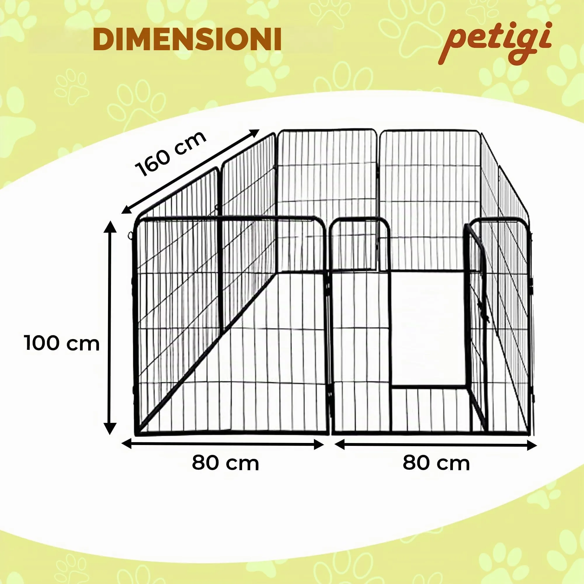 Petigi Recinto Gabbia Cuccioli Grande per Cani Roditori Animali Pieghevole 3 Taglias Disponibile 8 o 16 Parti, Dimensioni (L x A):80 x 100 cm (8X) - immagine 6
