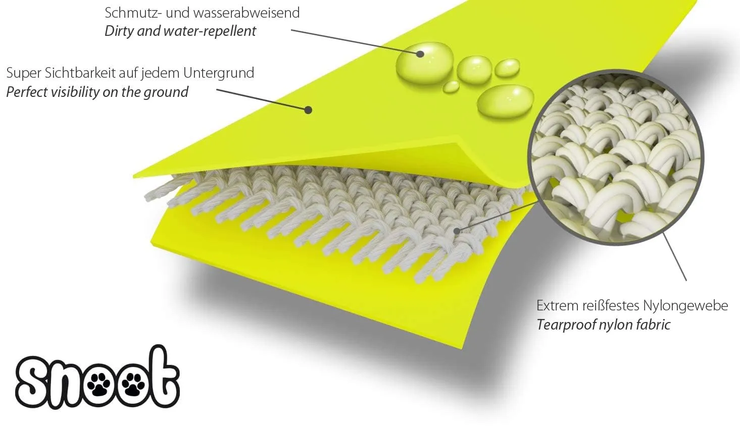 10m guinzaglio da traino, guinzaglio per cani, passante per le mani, giallo neon, extra stretto, sporco e idrorepellente - immagine 3