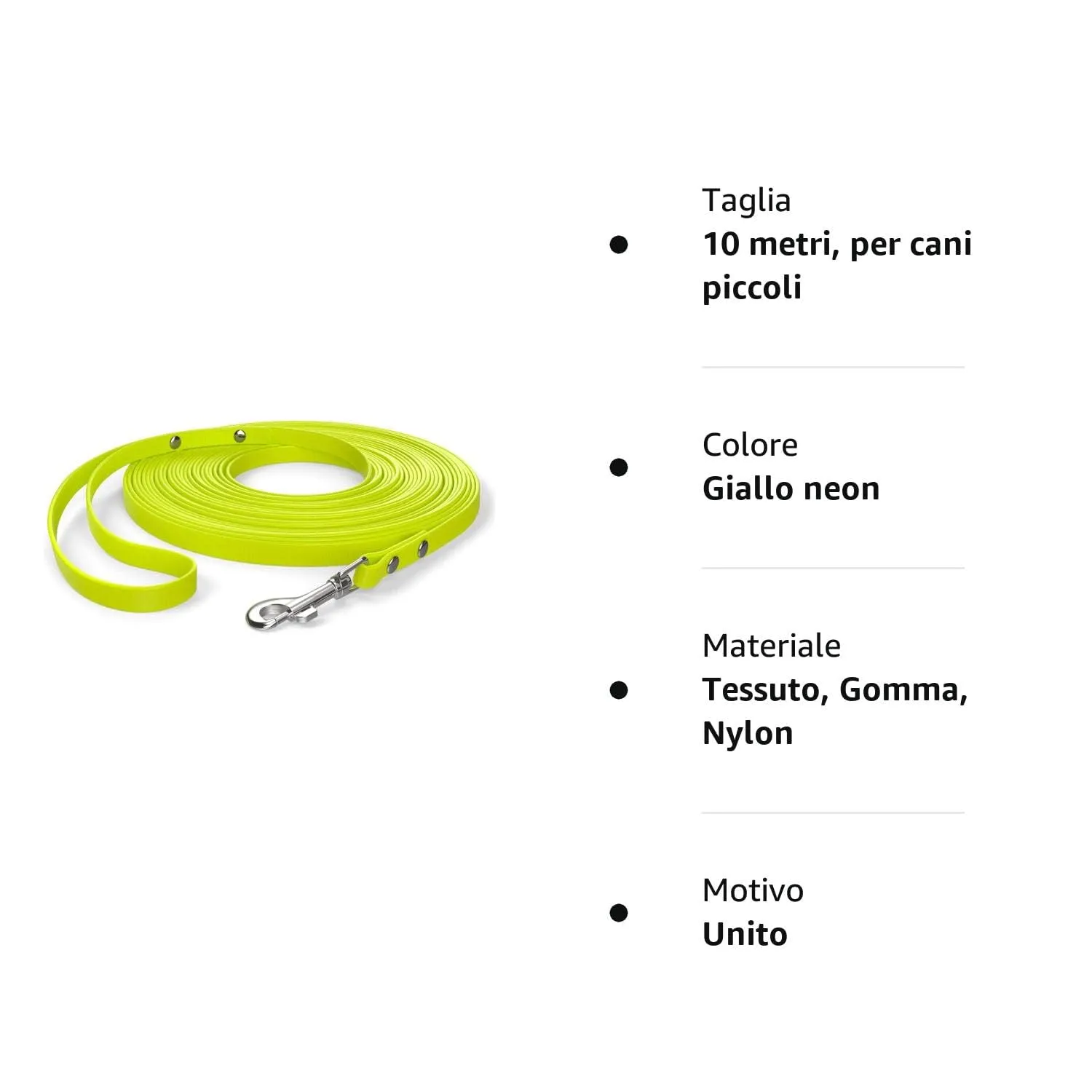 10m guinzaglio da traino, guinzaglio per cani, passante per le mani, giallo neon, extra stretto, sporco e idrorepellente - immagine 7
