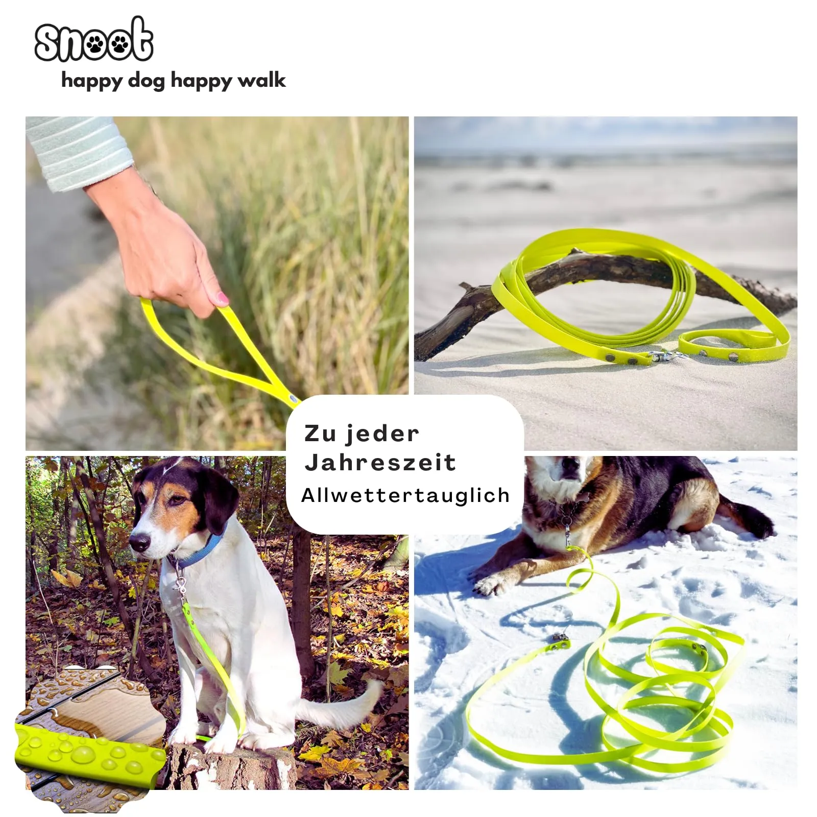 5m guinzaglio da traino, guinzaglio per cani, passante per le mani, giallo neon, extra stretto, sporco e idrorepellente - immagine 5