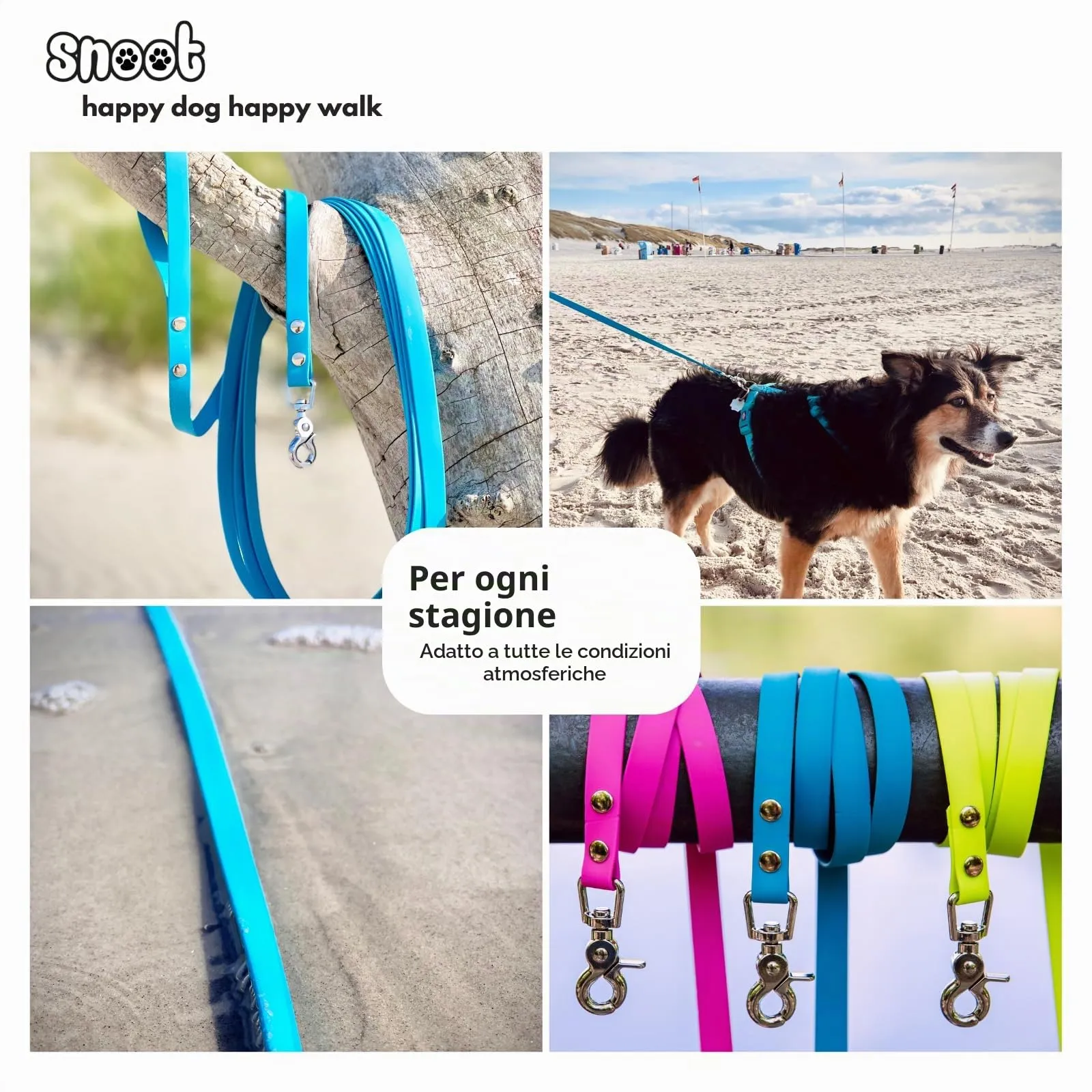 10 m di guinzaglio da traino, guinzaglio per cani, passante per le mani, blu ciano, molto stabile, sporco e idrorepellente - immagine 4