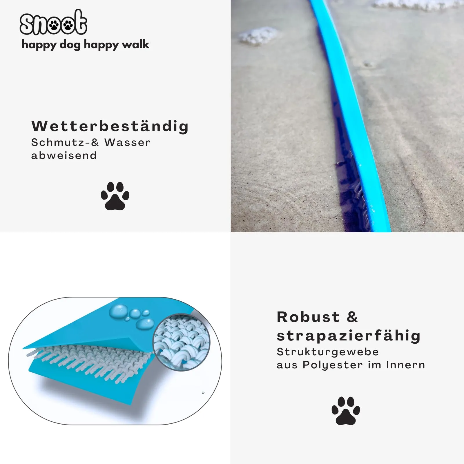5m guinzaglio da traino, guinzaglio per cani, passante per le mani, blu ciano, molto stabile, sporco e idrorepellente - immagine 4
