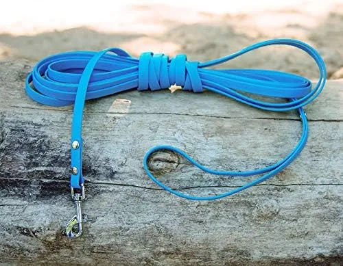 5 m di guinzaglio da traino, guinzaglio per cani, passante per le mani, blu ciano, extra stretto, sporco e idrorepellente - immagine 3