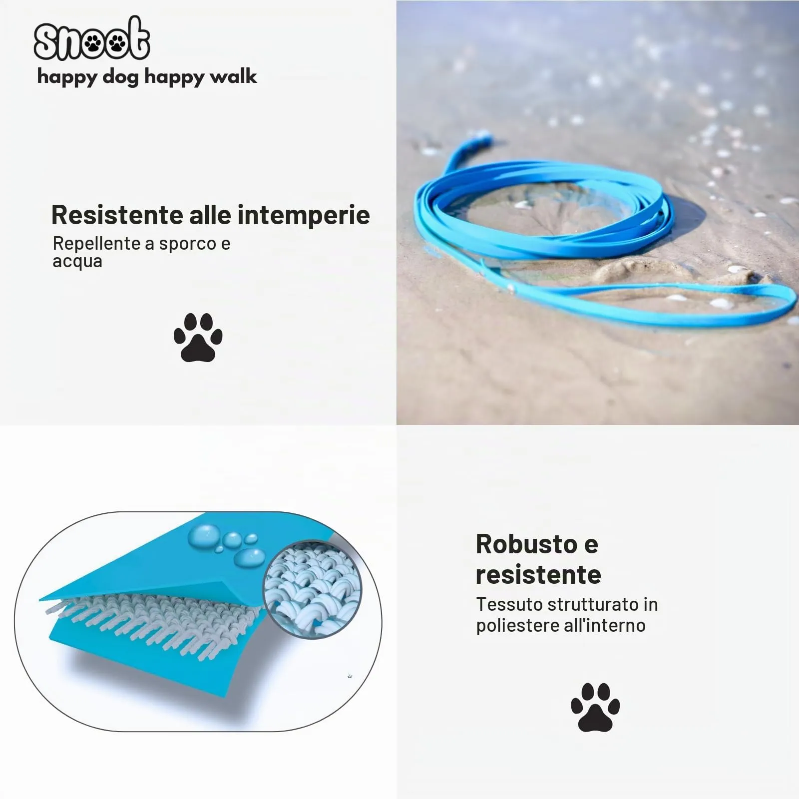 5 m di guinzaglio da traino, guinzaglio per cani, passante per le mani, blu ciano, extra stretto, sporco e idrorepellente - immagine 4