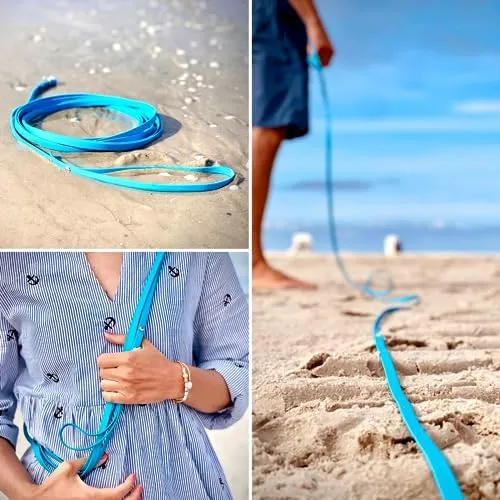 5 m di guinzaglio da traino, guinzaglio per cani, passante per le mani, blu ciano, extra stretto, sporco e idrorepellente - immagine 5