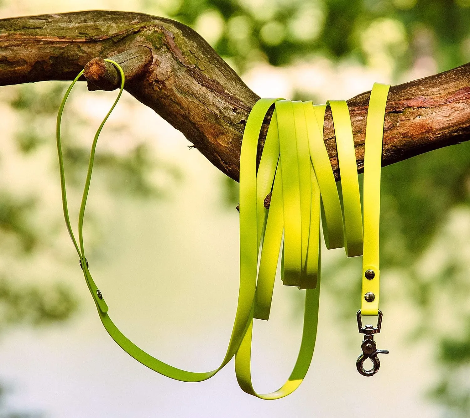 Linea di traino di 5 m, guinzaglio per cani, passante per le mani, giallo neon, molto stabile, sporco e idrorepellente - immagine 4