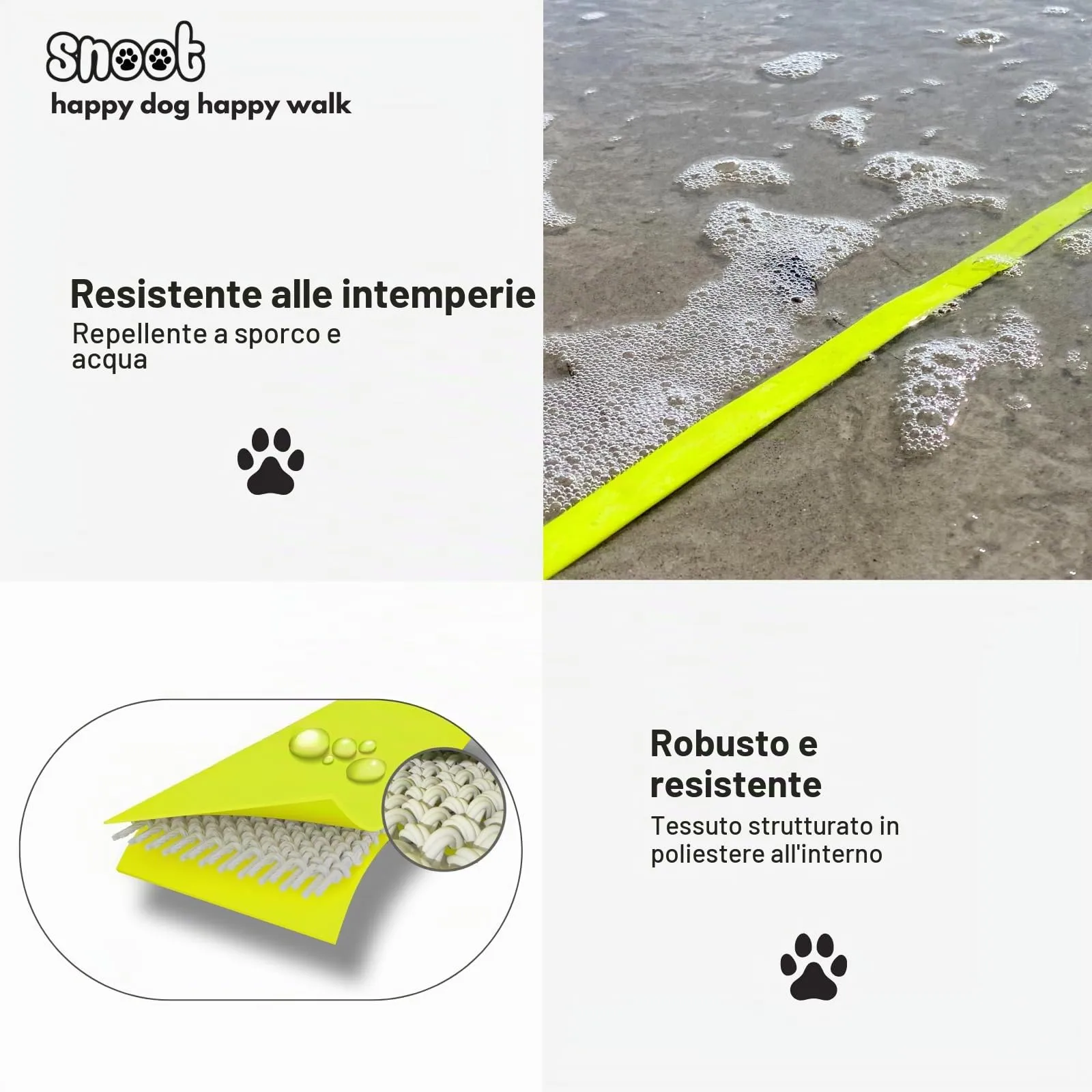 Linea di traino di 5 m, guinzaglio per cani, passante per le mani, giallo neon, molto stabile, sporco e idrorepellente - immagine 5