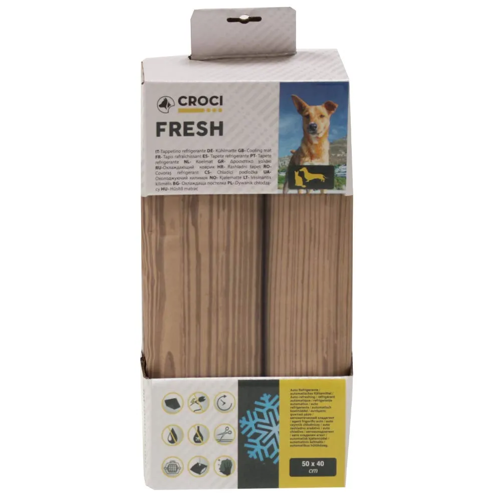 Croci Fresh - Tappetino Refrigerante per animali 40x50cm senza corrente o batterie - tappeto inserto con gel rinfrescante per cani, taglia S, fantasia Legno - immagine 3
