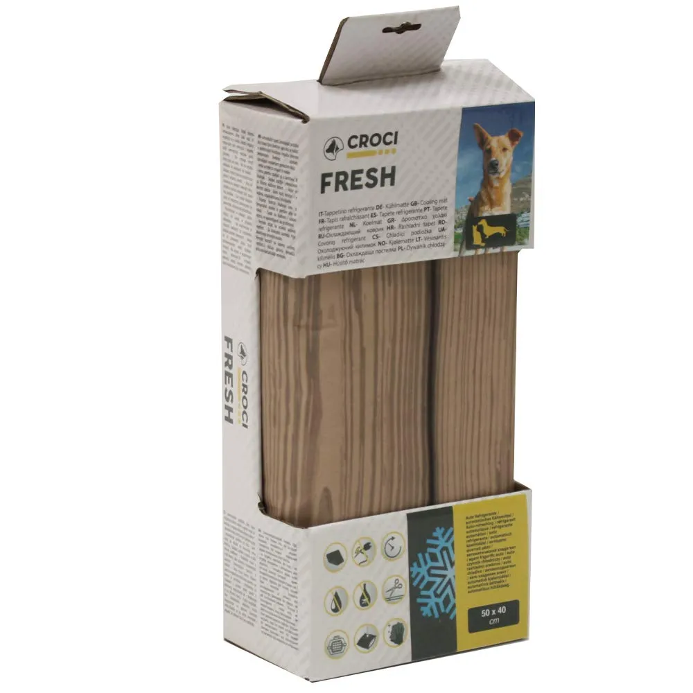 Croci Fresh - Tappetino Refrigerante per animali 40x50cm senza corrente o batterie - tappeto inserto con gel rinfrescante per cani, taglia S, fantasia Legno - immagine 4