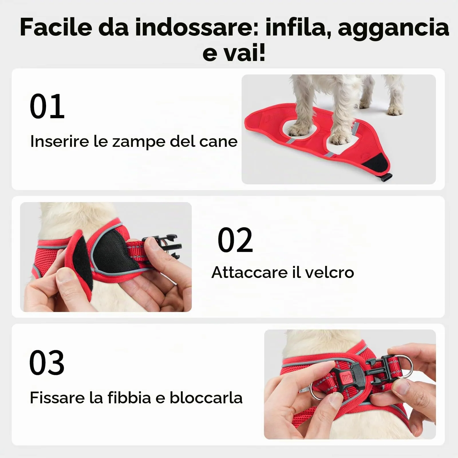 Joytale Pettorina Cane Piccola, Maglia Morbida Traspirante, Rosso XXXS - immagine 3