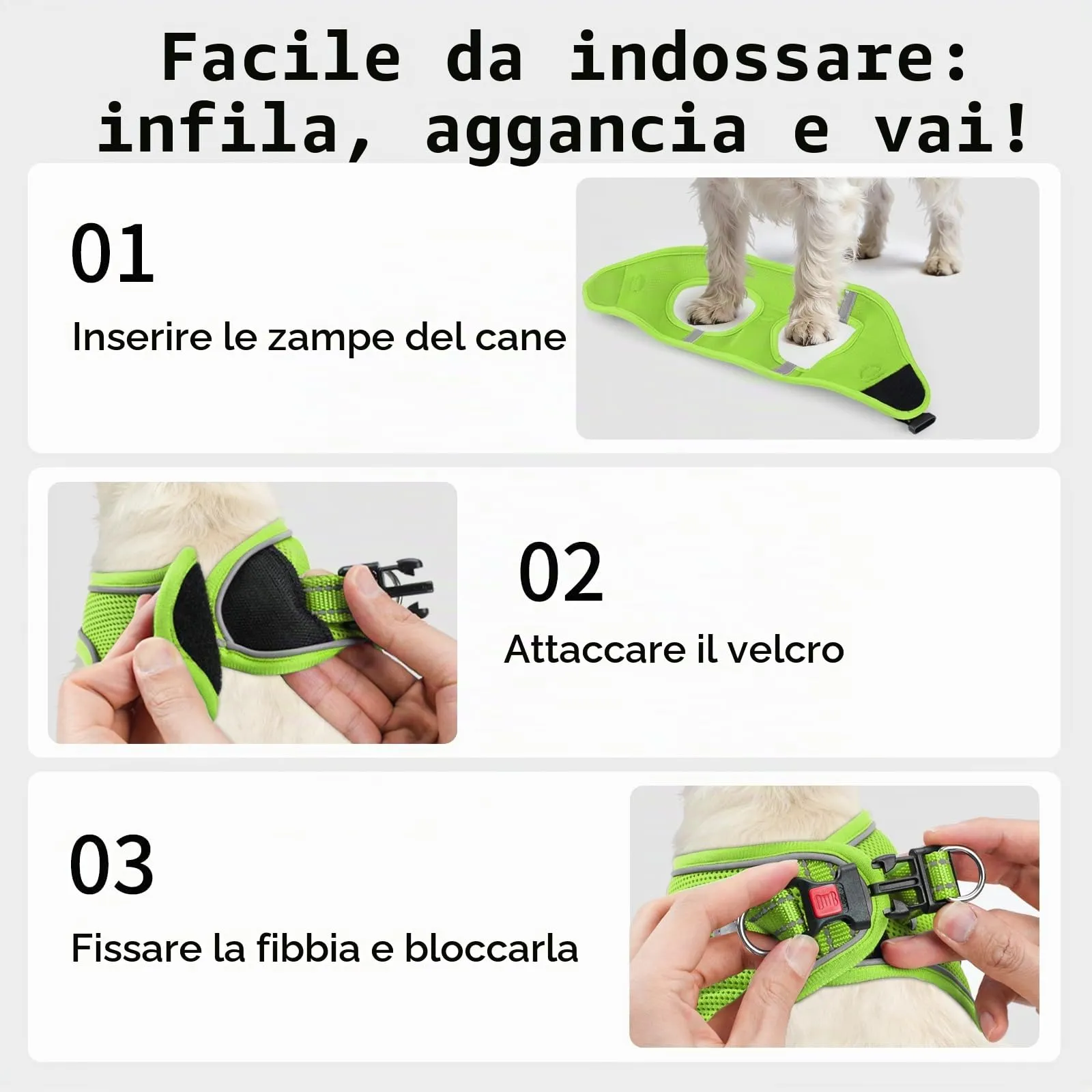 Joytale Pettorina Cane Piccola, Maglia Morbida Traspirante, Verde XXS - immagine 3