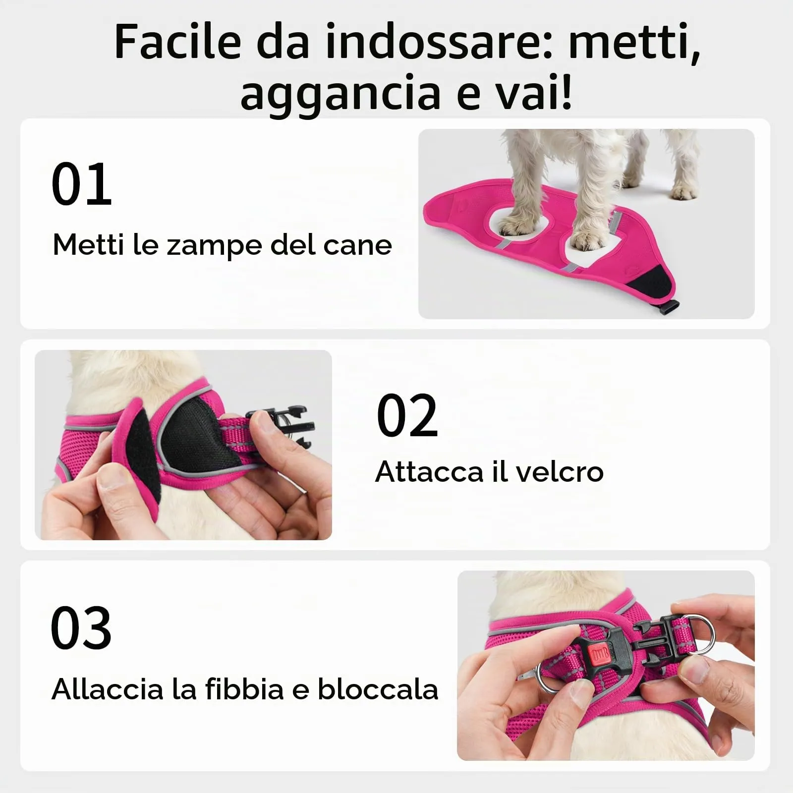 Joytale Pettorina Cane Piccola, Maglia Morbida Traspirante, Rosa Caldo XXS - immagine 3