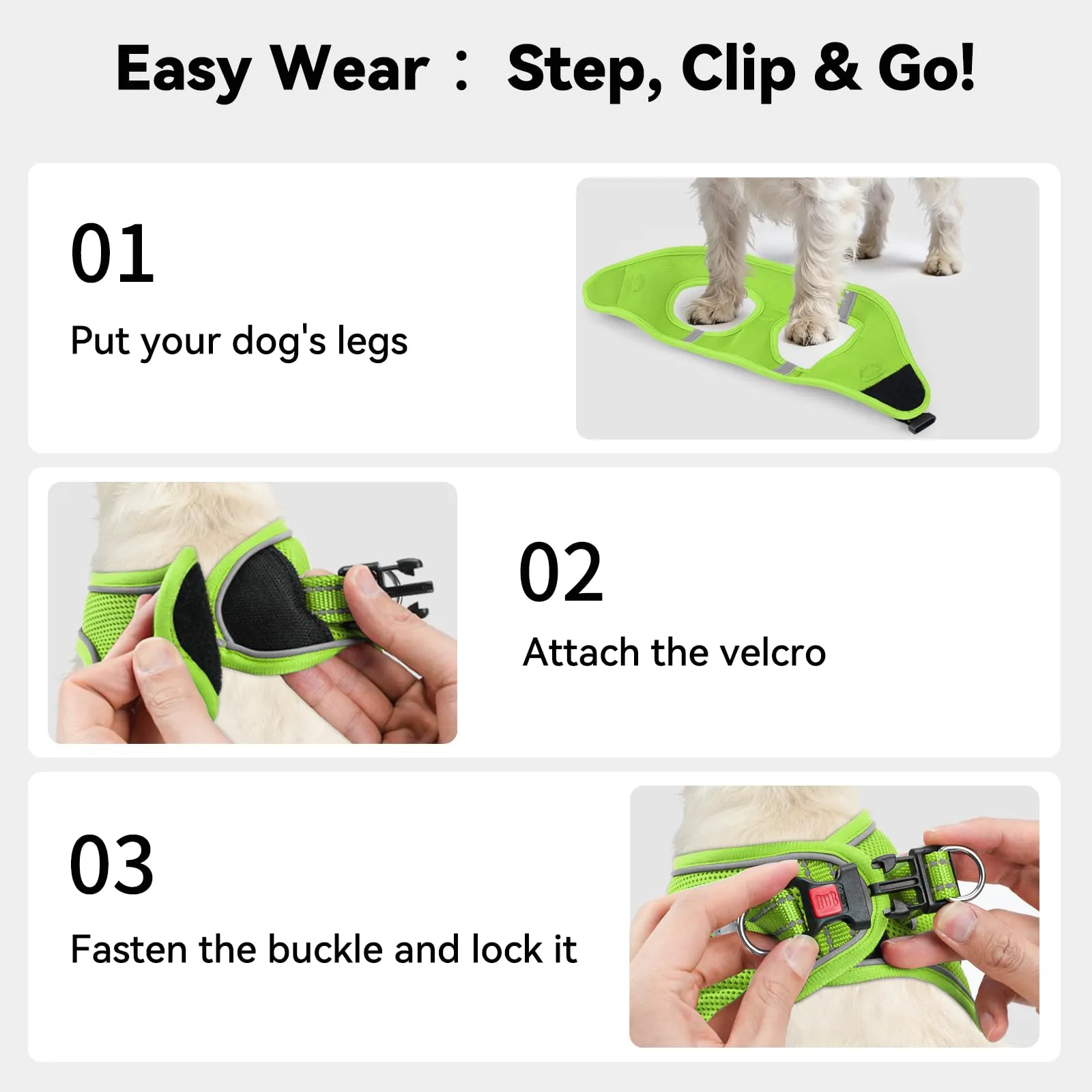 Joytale Pettorina Cane Piccola, Maglia Morbida Traspirante, Verde XL - immagine 3