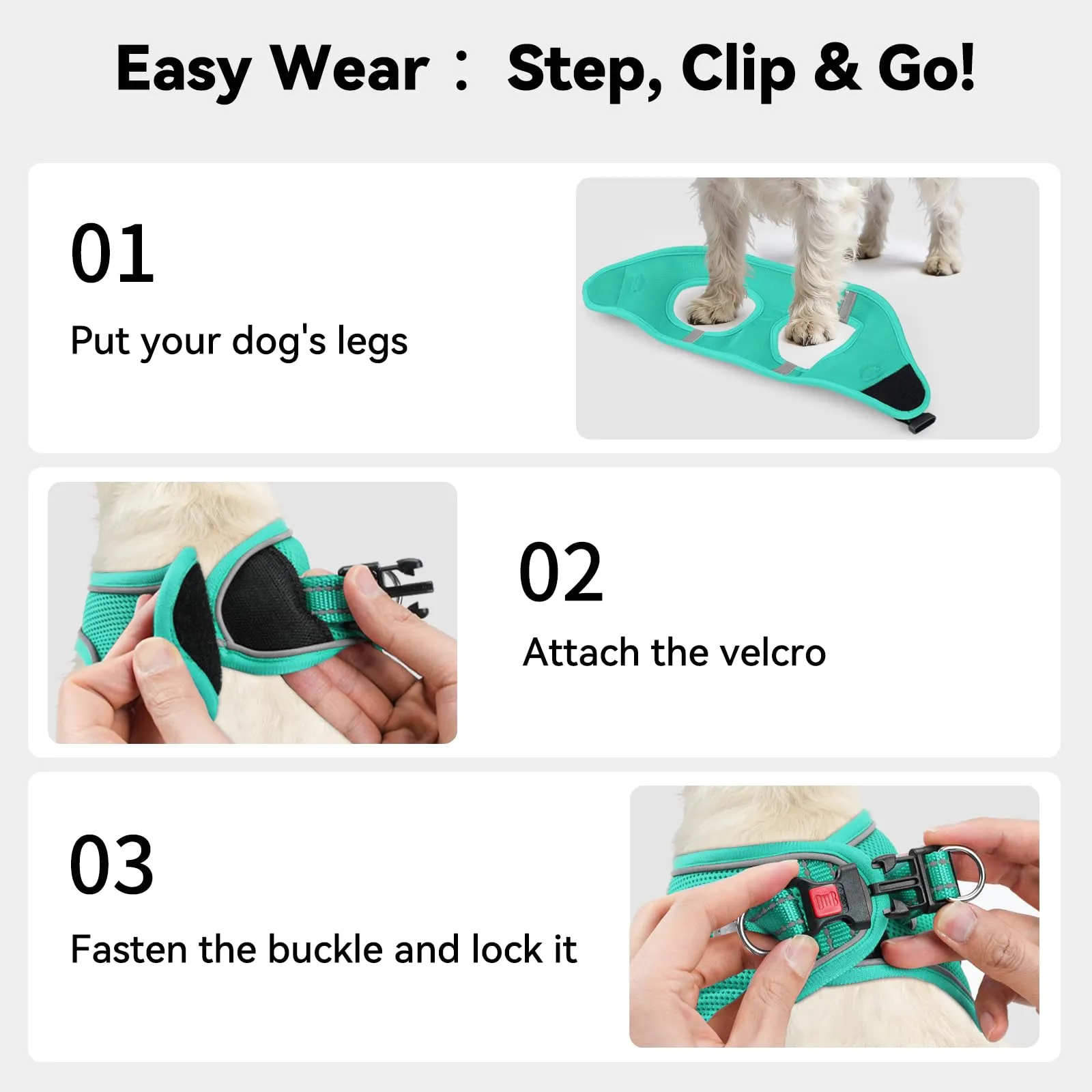 Joytale Pettorina Cane Piccola, Maglia Morbida Traspirante, Verde Acqua XL - immagine 3