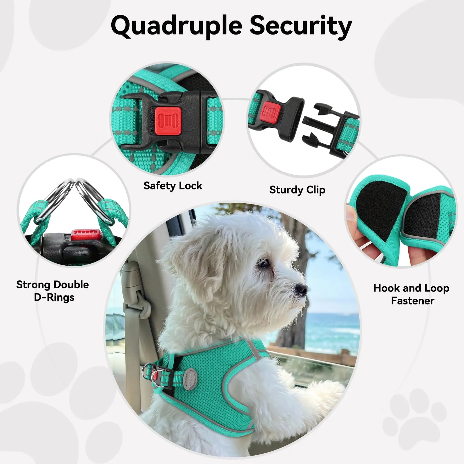 Joytale Pettorina Cane Piccola, Maglia Morbida Traspirante, Verde Acqua XL - immagine 6