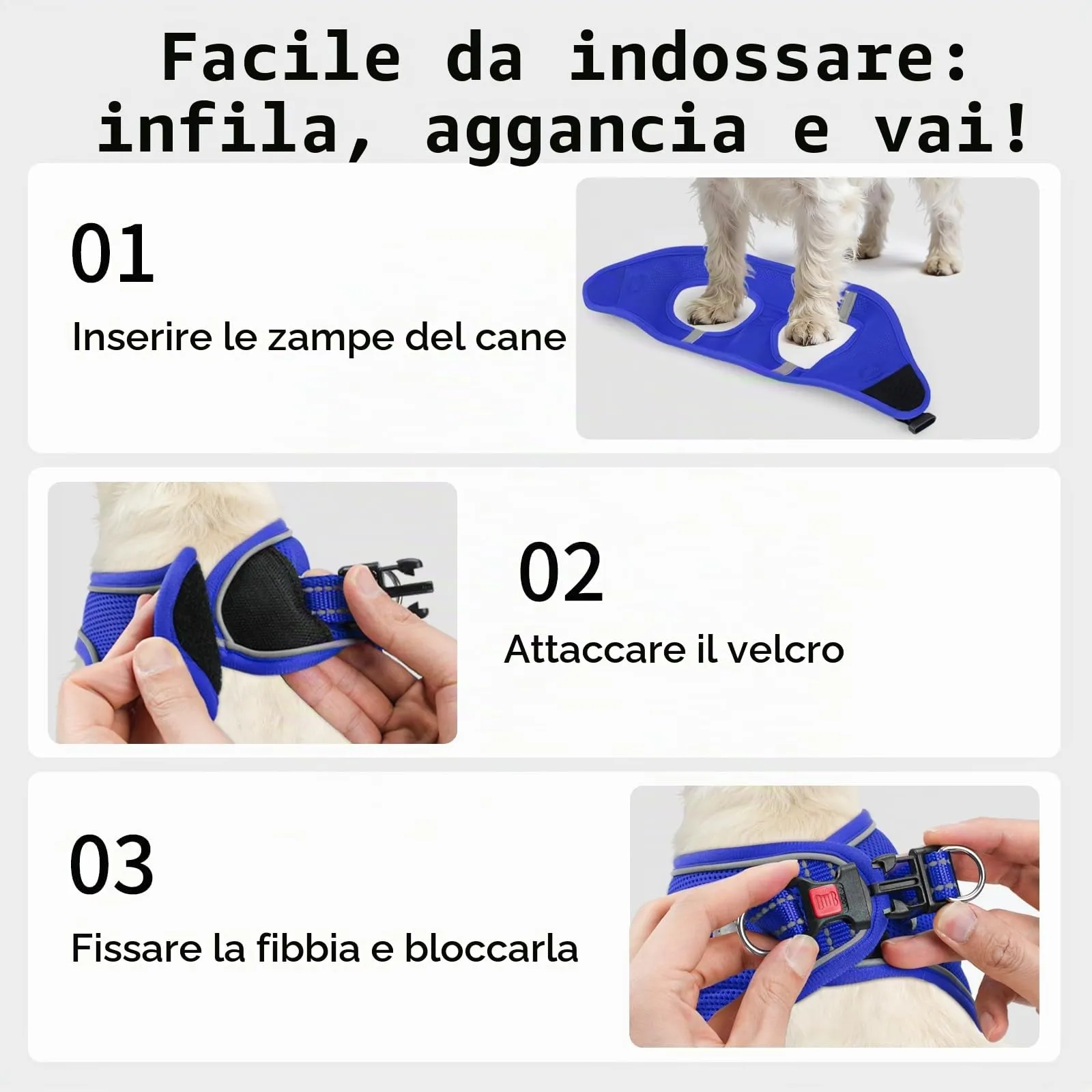Joytale Pettorina Cane Piccola, Maglia Morbida Traspirante, Blu Navy M - immagine 3