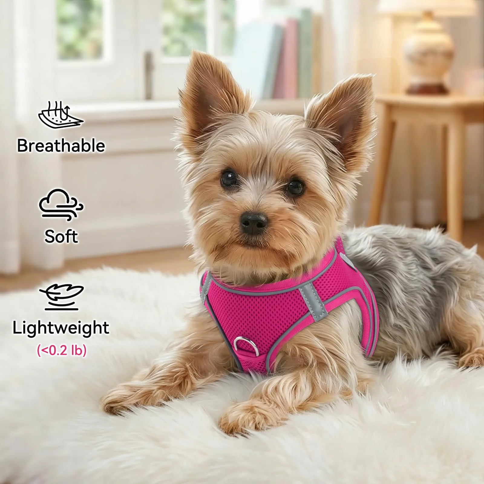 Joytale Pettorina Cane Piccola, Maglia Morbida Traspirante, Rosa Caldo L - immagine 4