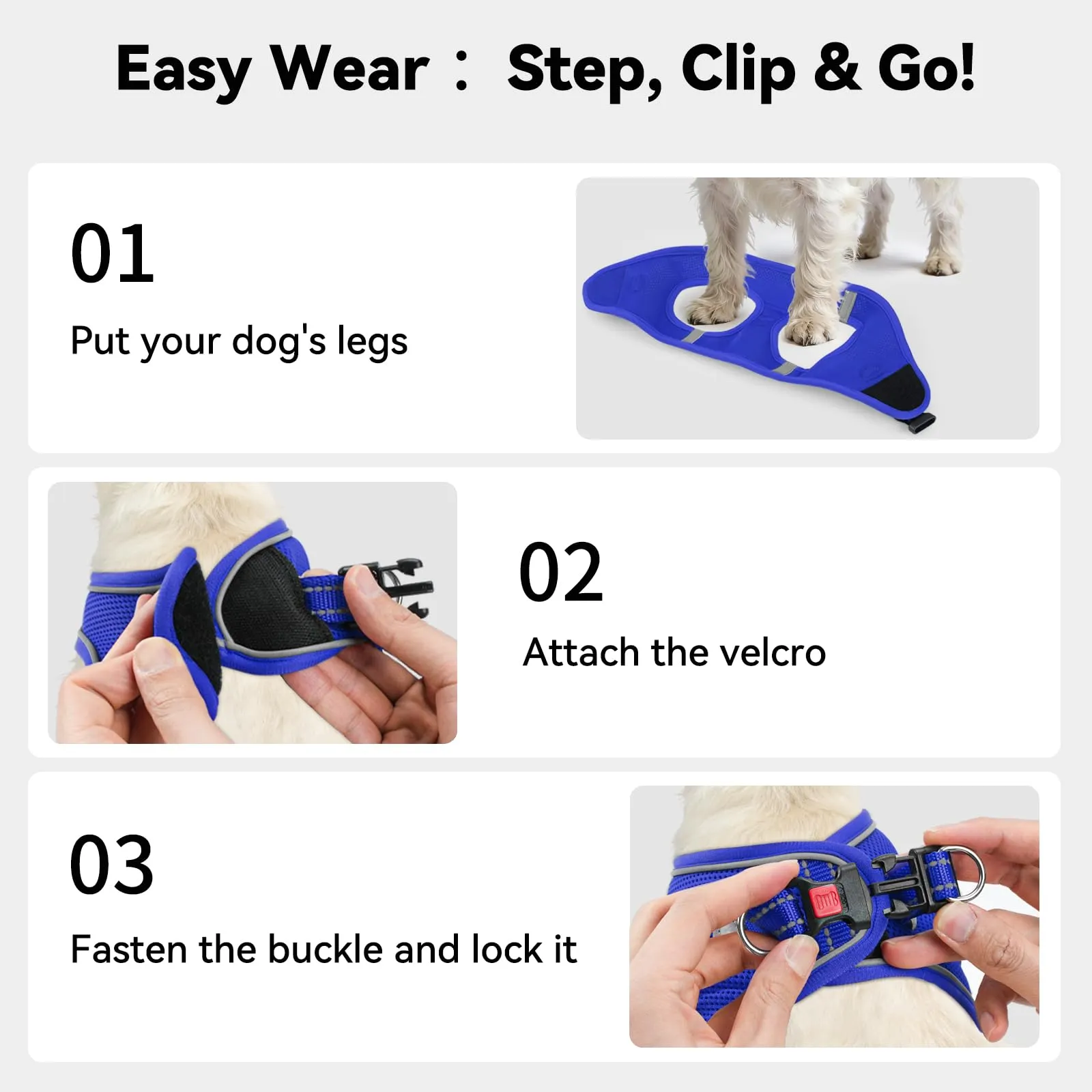 Joytale Pettorina Cane Piccola, Maglia Morbida Traspirante, Blu Navy XL - immagine 3