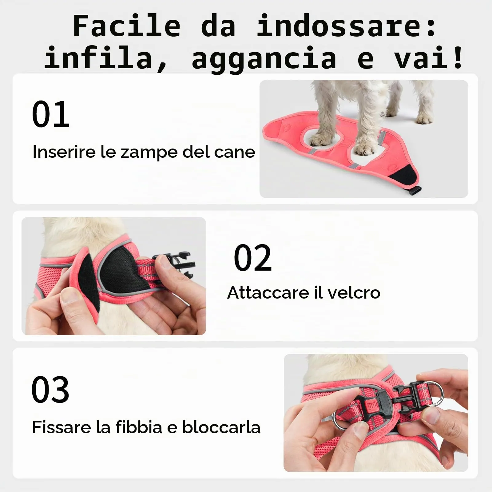 Joytale Pettorina Cane Piccola, Maglia Morbida Traspirante, Rosa S - immagine 3
