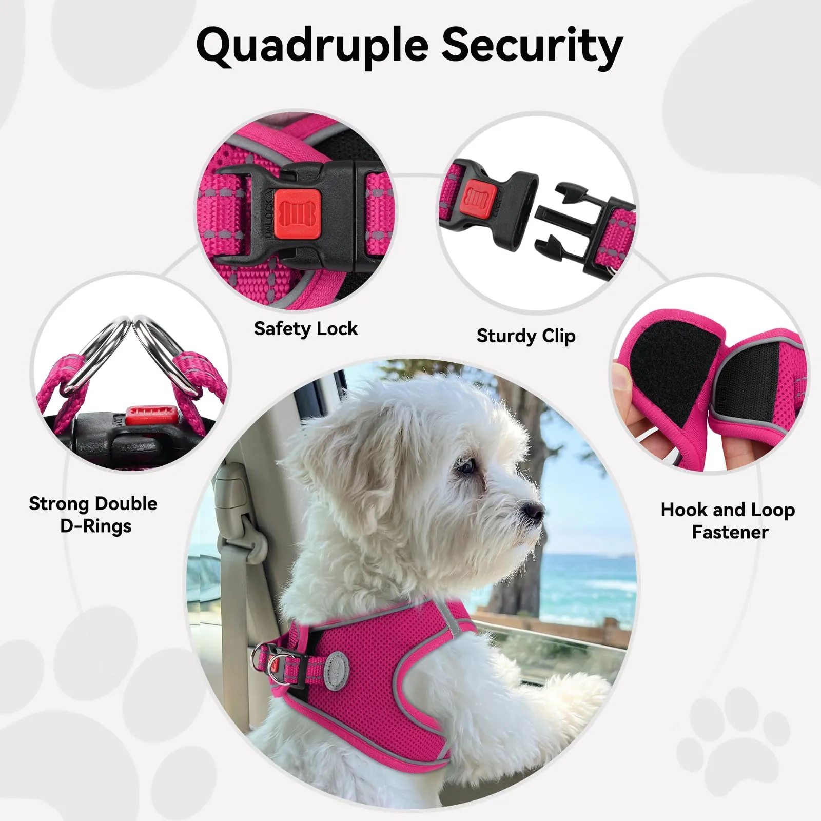 Joytale Pettorina Cane Piccola, Maglia Morbida Traspirante, Rosa Caldo XL - immagine 6