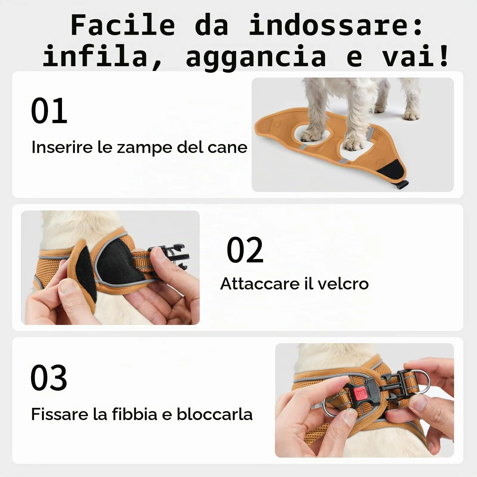 Joytale Pettorina Cane Piccola, Maglia Morbida Traspirante, Marrone M - immagine 3