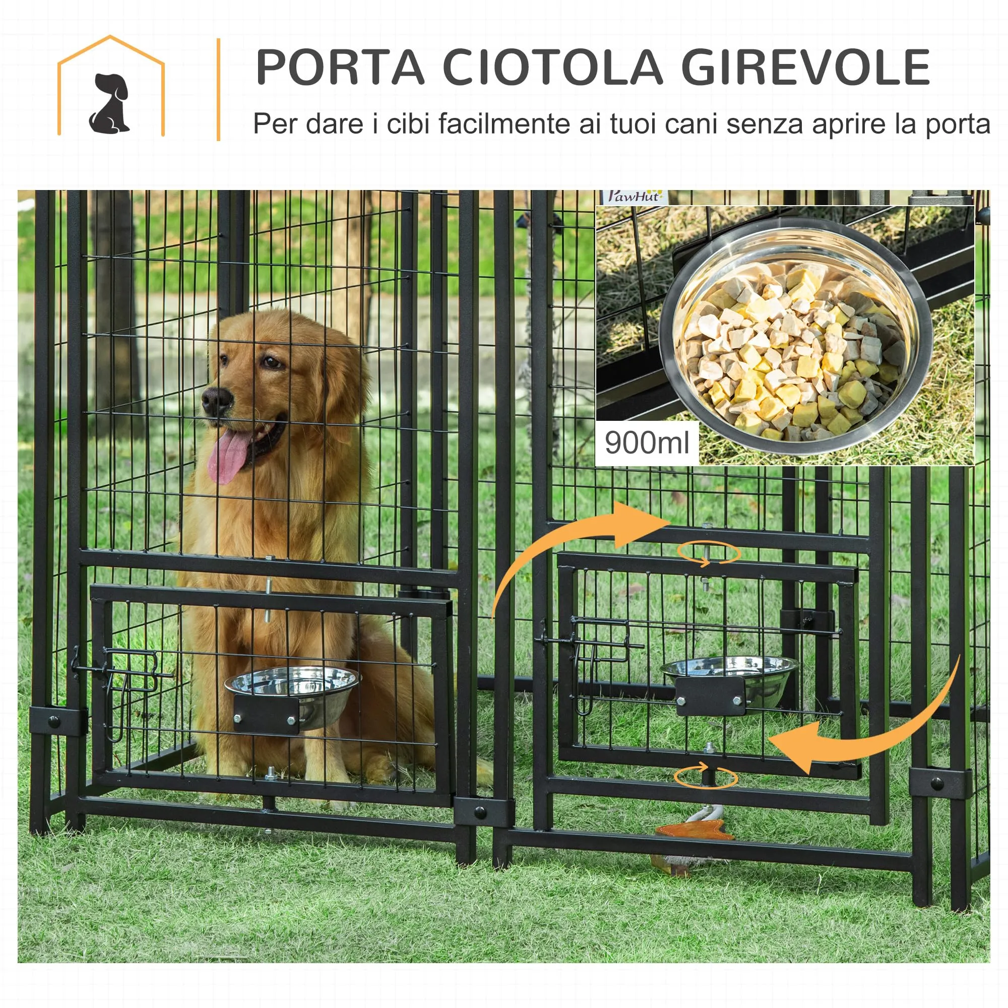 PawHut Recinto per Cani da Esterno con Serratura Kennel Nero e Rosso - immagine 4