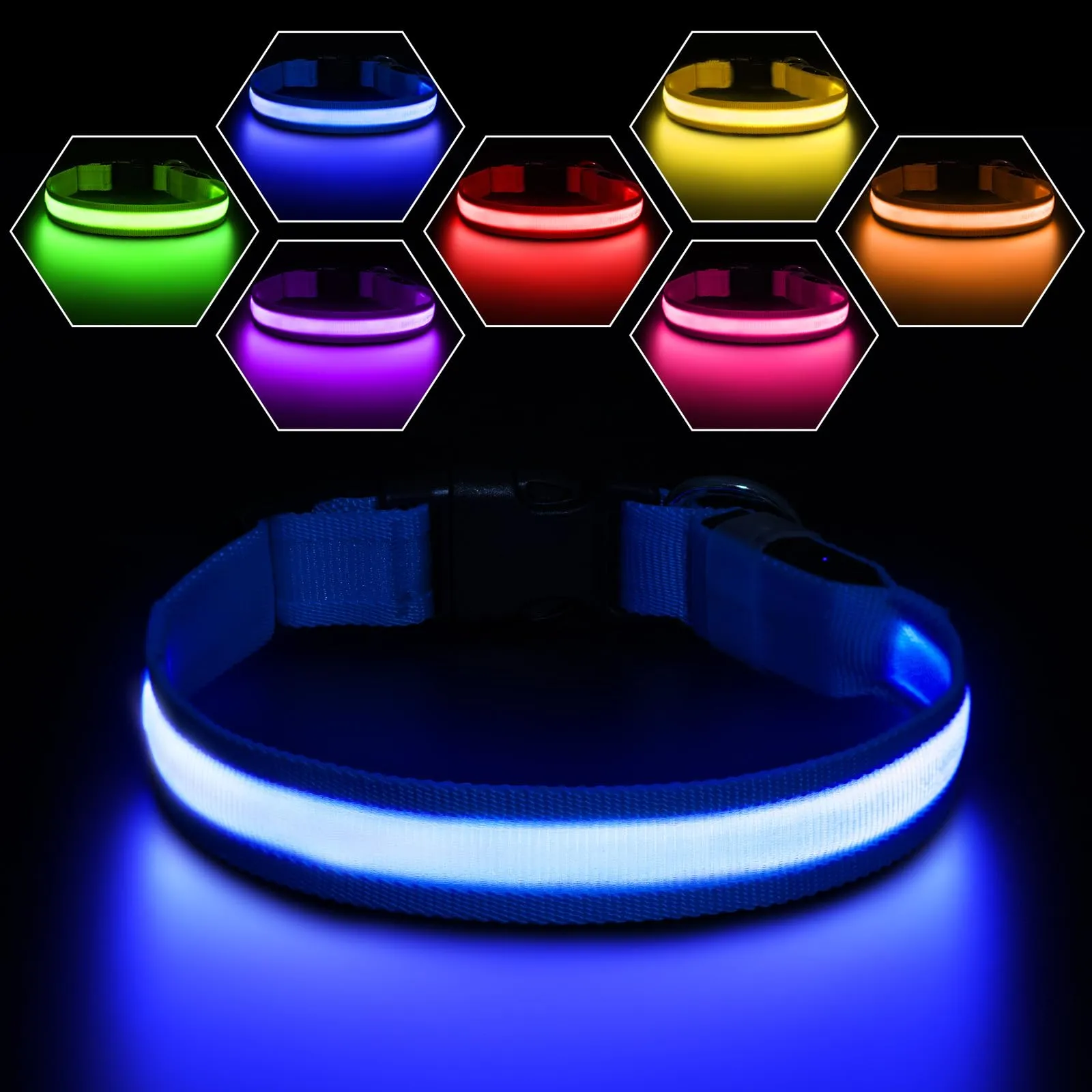 PcEoTllar Collare Luminoso per Cani, Impermeabile, Blu-M - immagine 1