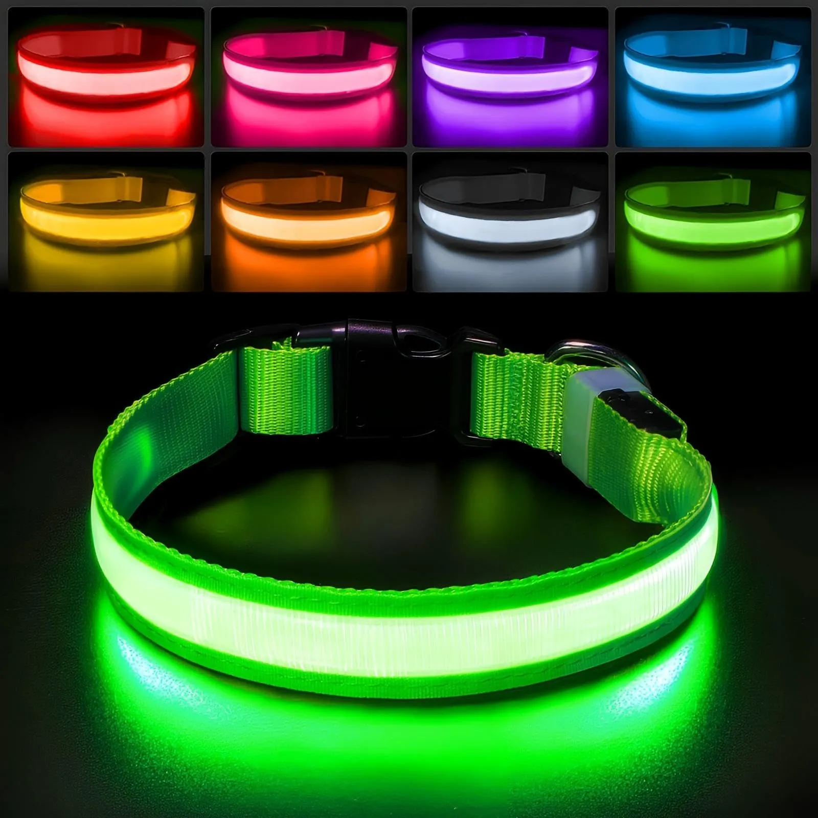 PcEoTllar Collare Luminoso per Cani, Impermeabile, Verde-S - immagine 1