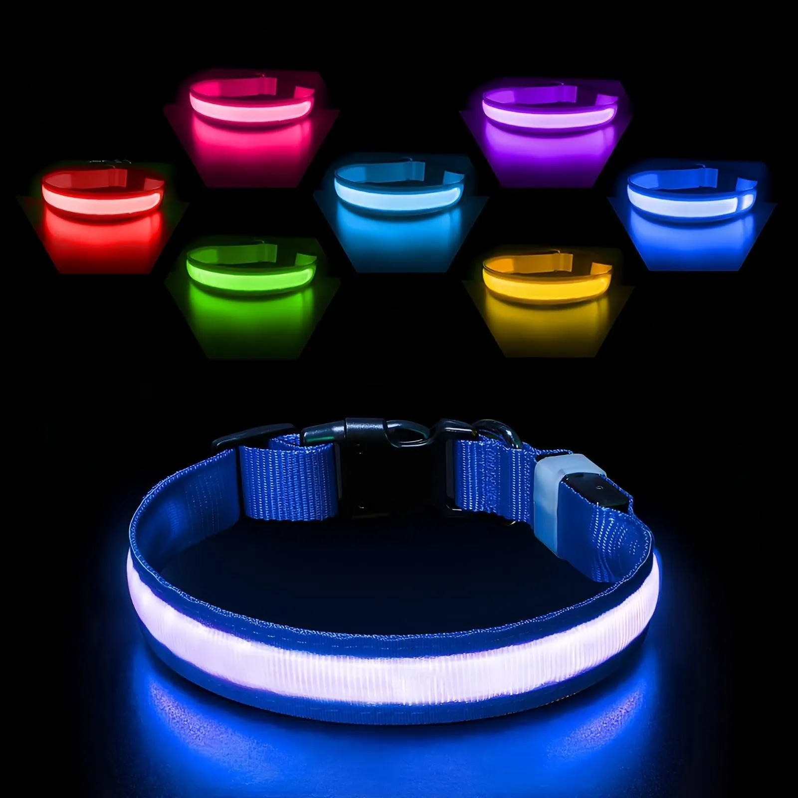 PcEoTllar Collare Luminoso per Cani, Impermeabile, Blu-S - immagine 1
