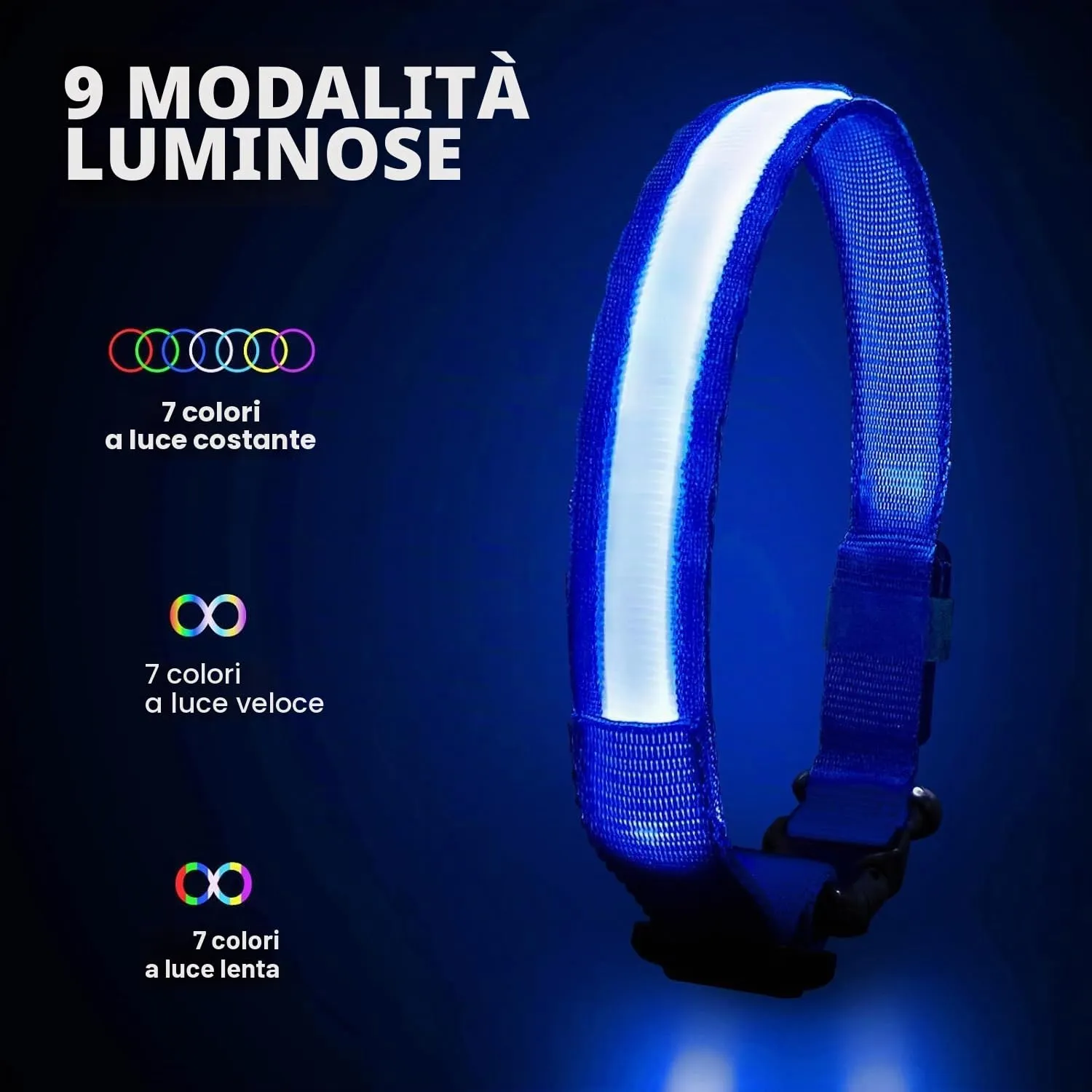 PcEoTllar Collare Luminoso per Cani, Impermeabile, Blu-L - immagine 2
