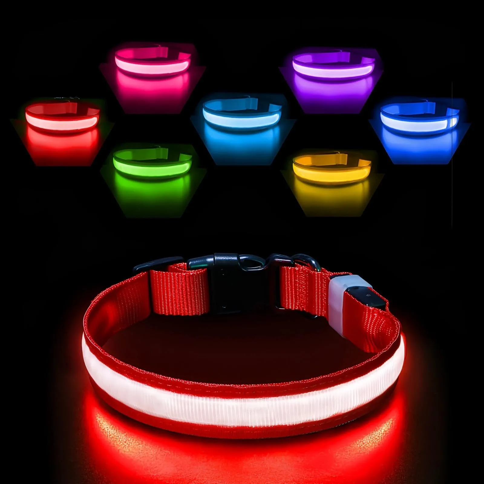 PcEoTllar Collare Luminoso per Cani, Impermeabile, Rosso-M - immagine 1