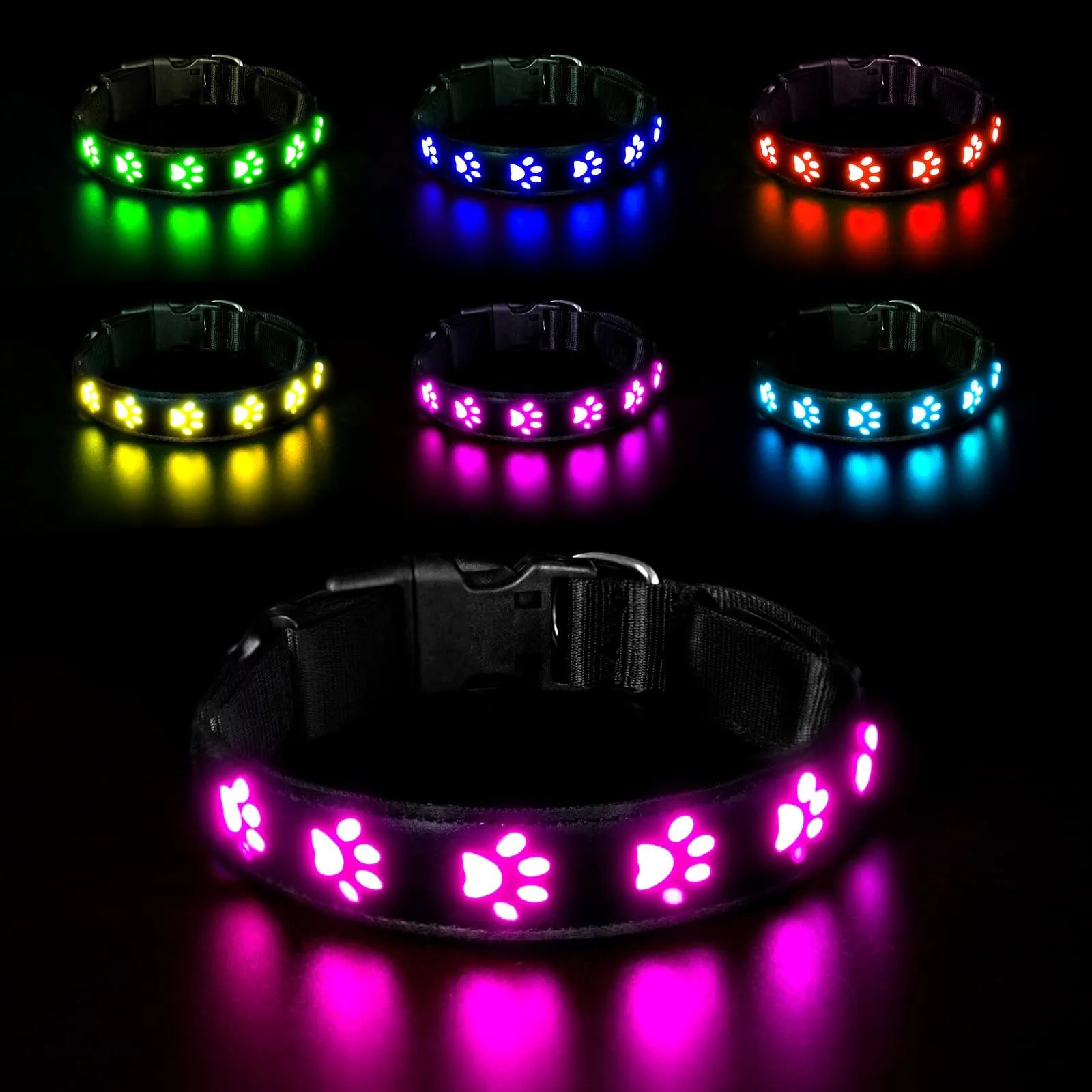 AUAUY Collare Luminoso per Cani, LED Ricaricabile e Impermeabile, Colore-S - immagine 1