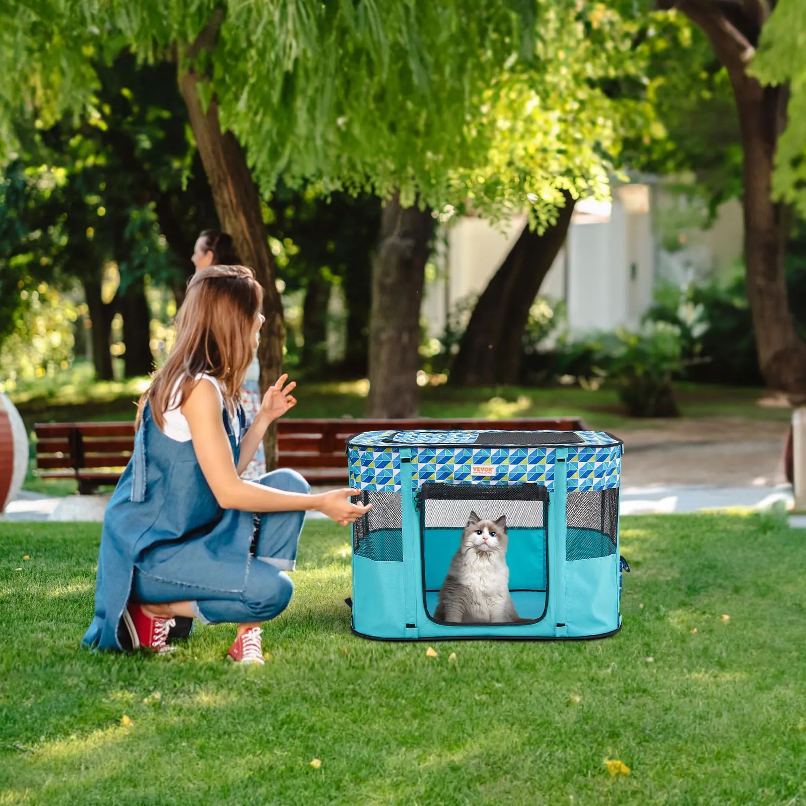 VEVOR Box per Cani Portatile Rettangolare 812x609 mm Box per Cuccioli Gatto Coniglio Pieghevole in Tessuto Oxford 600D, Cerniera Impermeabile Esterno Interno da Campeggio Viaggio Attività all'Aperto - immagine 8