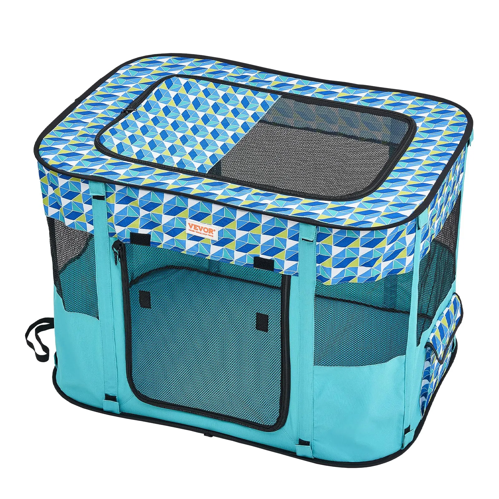 VEVOR Box per Cani Portatile Rettangolare 812x609 mm Box per Cuccioli Gatto Coniglio Pieghevole in Tessuto Oxford 600D, Cerniera Impermeabile Esterno Interno da Campeggio Viaggio Attività all'Aperto - immagine 9