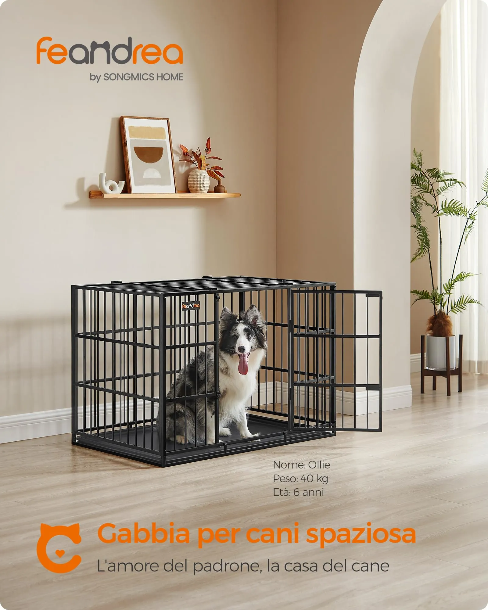 Feandrea Gabbia per Cani Pesanti, Doppio Sportello, 107 x 70 x 75 cm - immagine 2