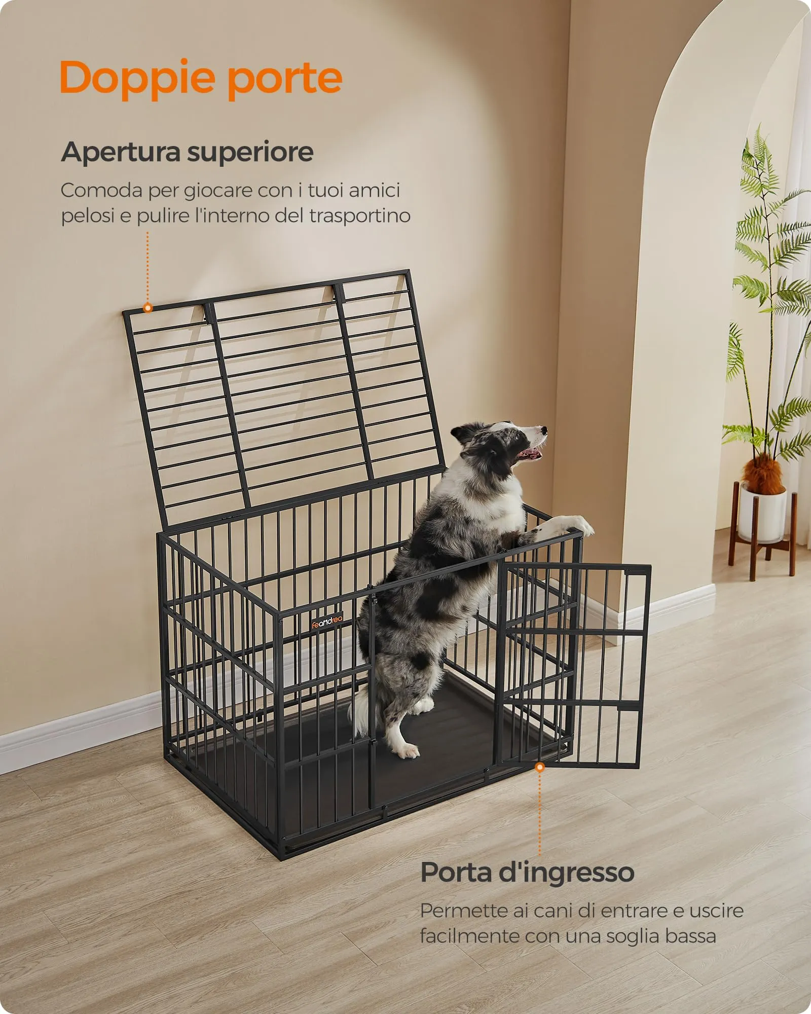 Feandrea Gabbia per Cani Pesanti, Doppio Sportello, 107 x 70 x 75 cm - immagine 5