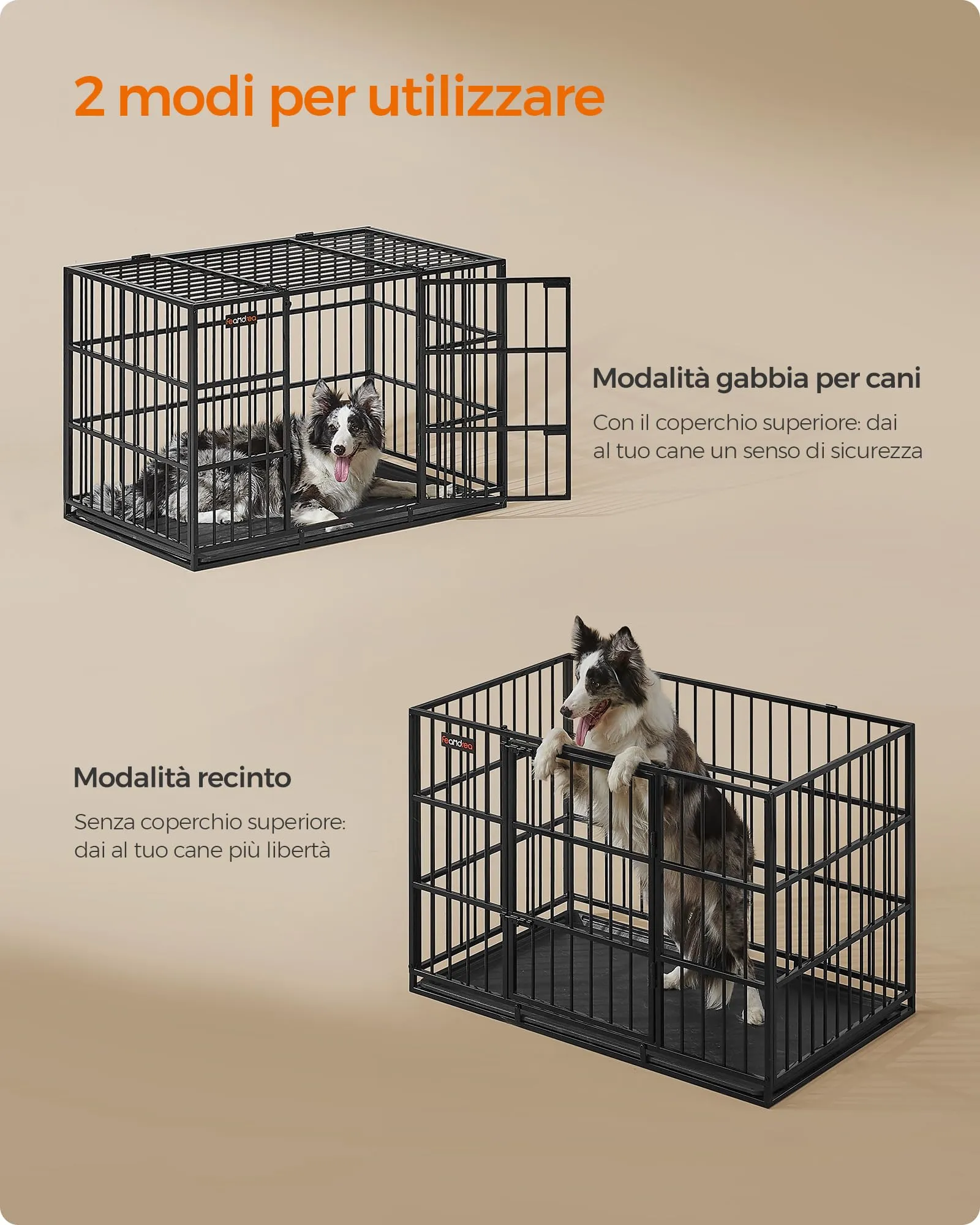 Feandrea Gabbia per Cani Pesanti, Doppio Sportello, 107 x 70 x 75 cm - immagine 6