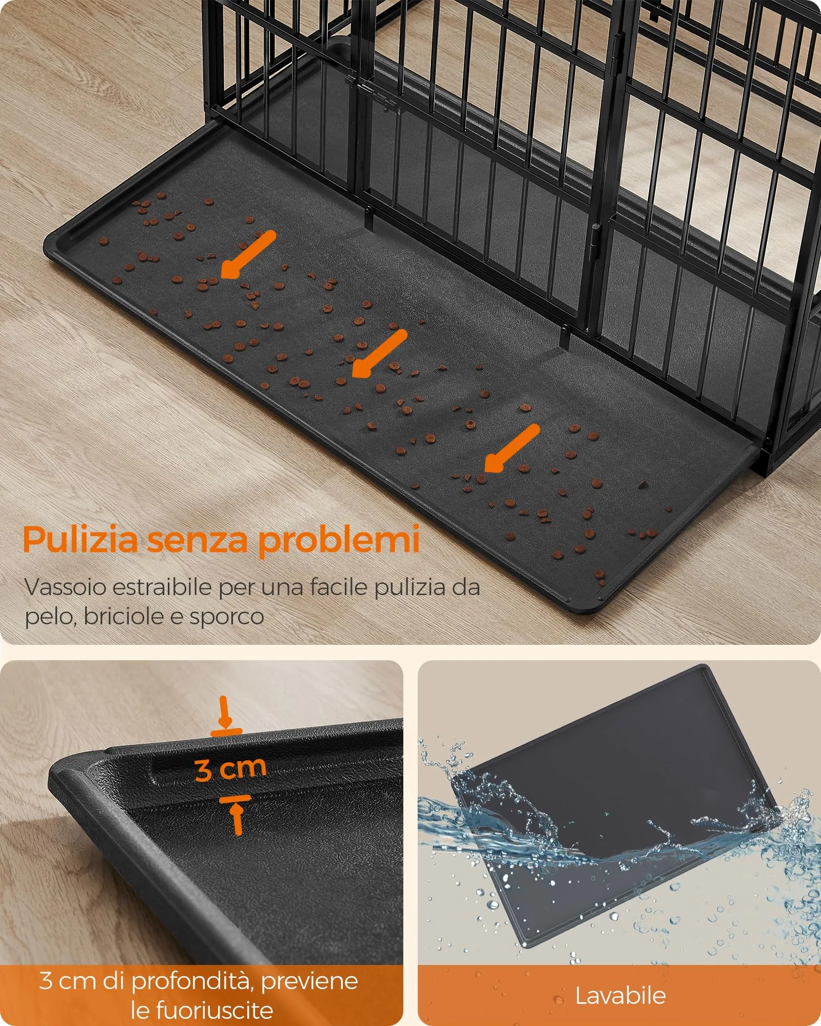 Feandrea Gabbia per Cani Pesanti, Doppio Sportello, 107 x 70 x 75 cm - immagine 7
