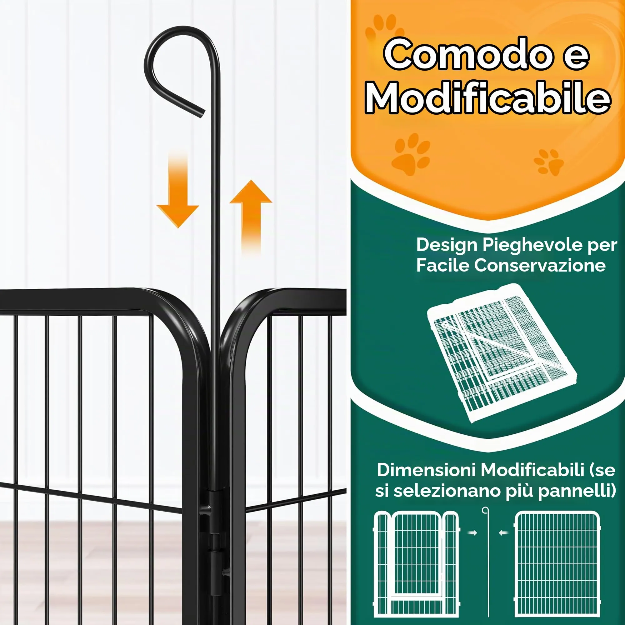 Yaheetech Recinto per Cani 16 Pannelli 68 x 100 cm in Metallo Nero - immagine 8