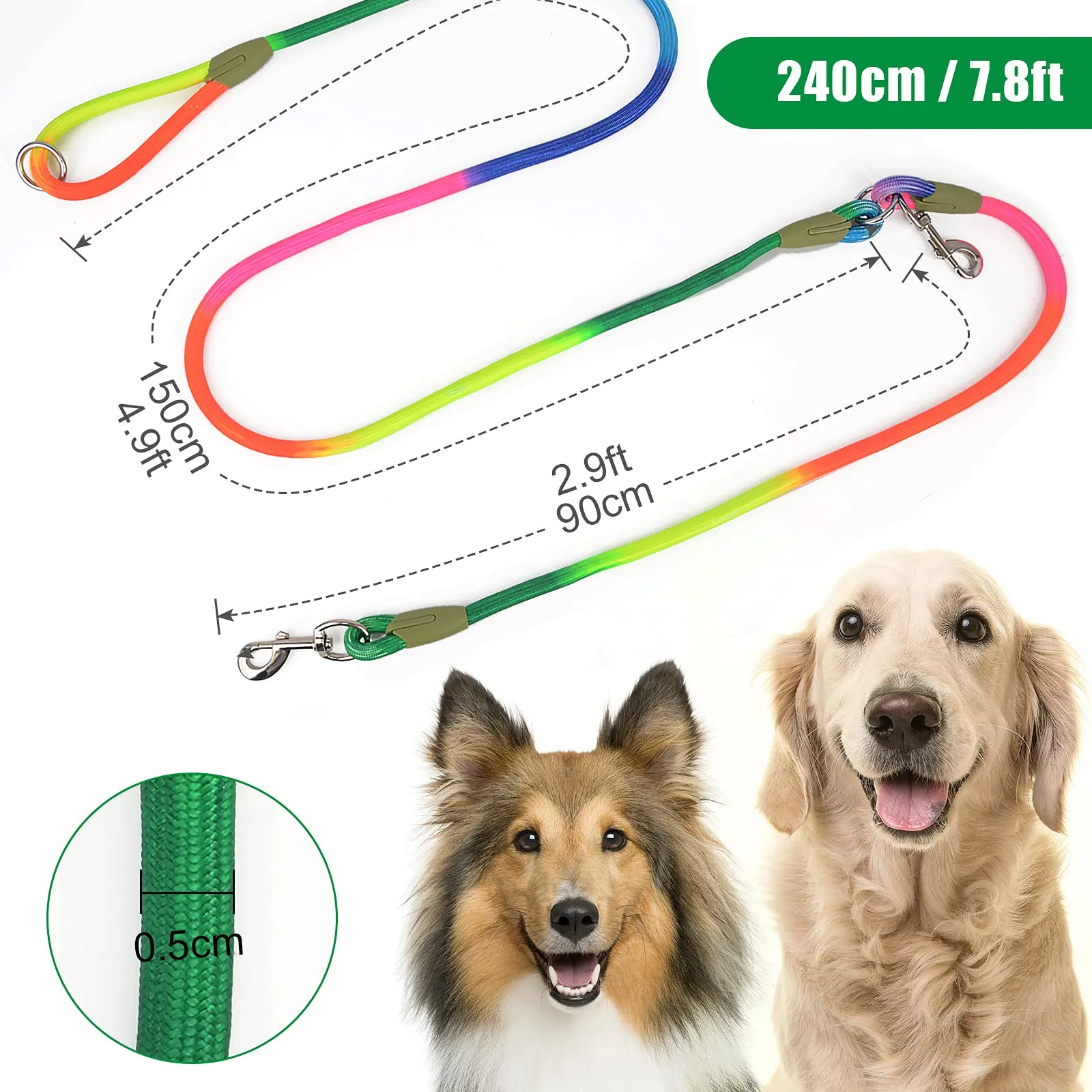 Eyeleaf Guinzaglio Mani Libere per Cani Riflettente Guinzaglio per Cani 2,3 Metri Lungo Guinzaglio Addestramento per Cani Taglia Grande Media e Piccola Rosso - immagine 3
