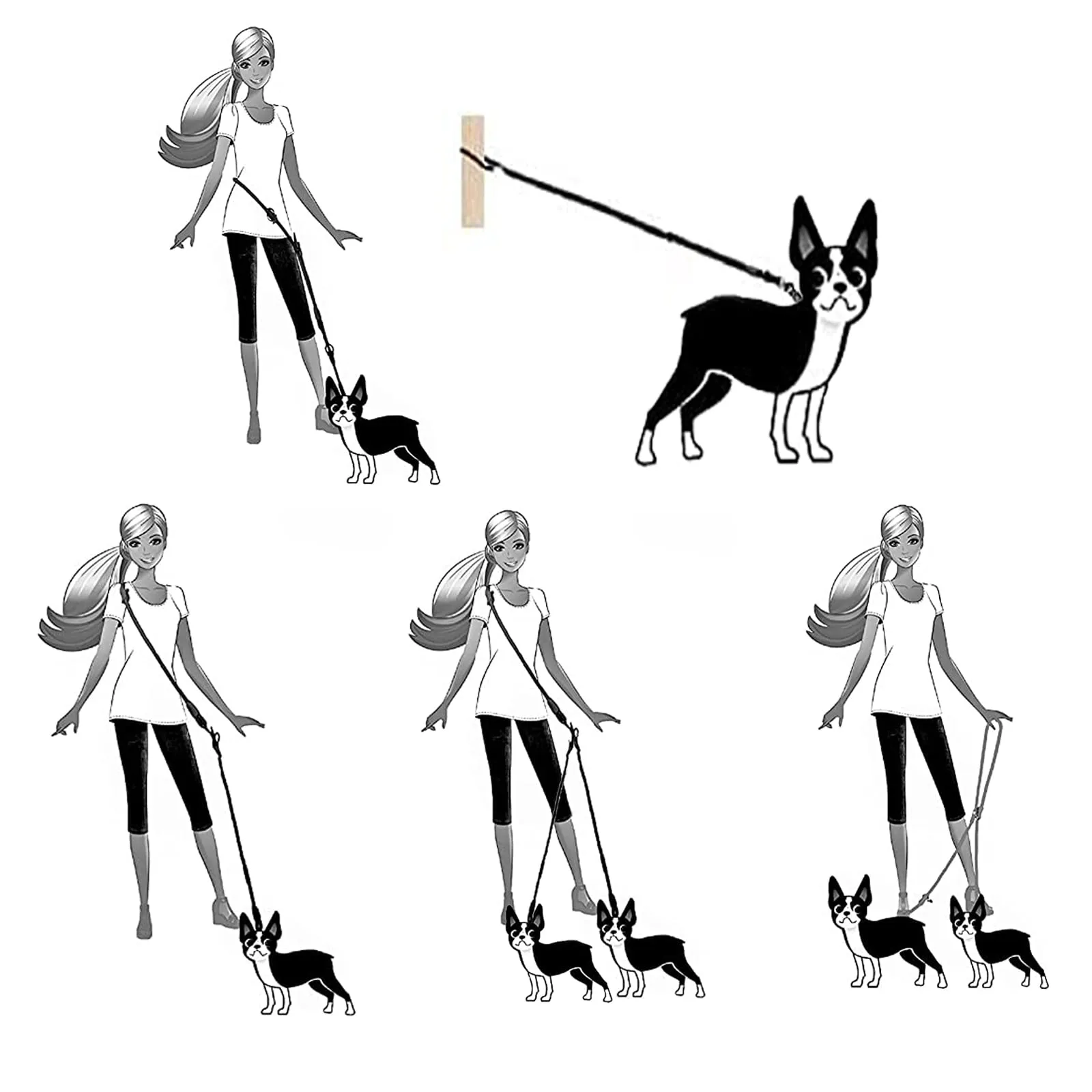 Guinzaglio Doppio per Cani 260 cm Riflettente Guinzaglio per Cani Grande Media e Piccola Camminata 360°Nessun Groviglio Colorato - immagine 4