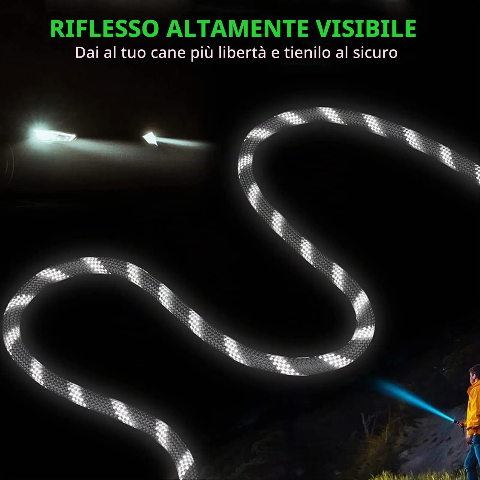Eyeleaf Guinzaglio Mani Libere per Cani Riflettente Guinzaglio per Cani 2,3 Metri Lungo Guinzaglio Addestramento per Cani Taglia Grande Media e Piccola Arancione - immagine 2