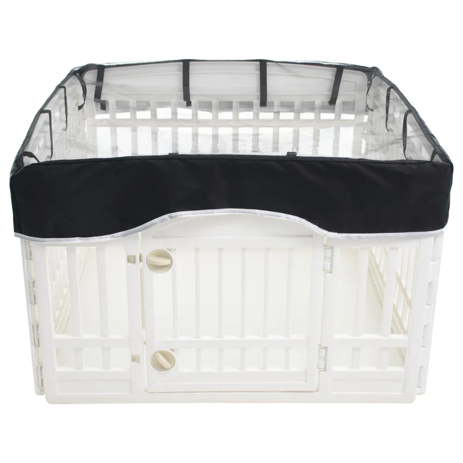 Zuisfa Copertura rete box cani, penna plastica 91 cm, 4 pannelli, nera, connessioni fibbia telescopica - immagine 1
