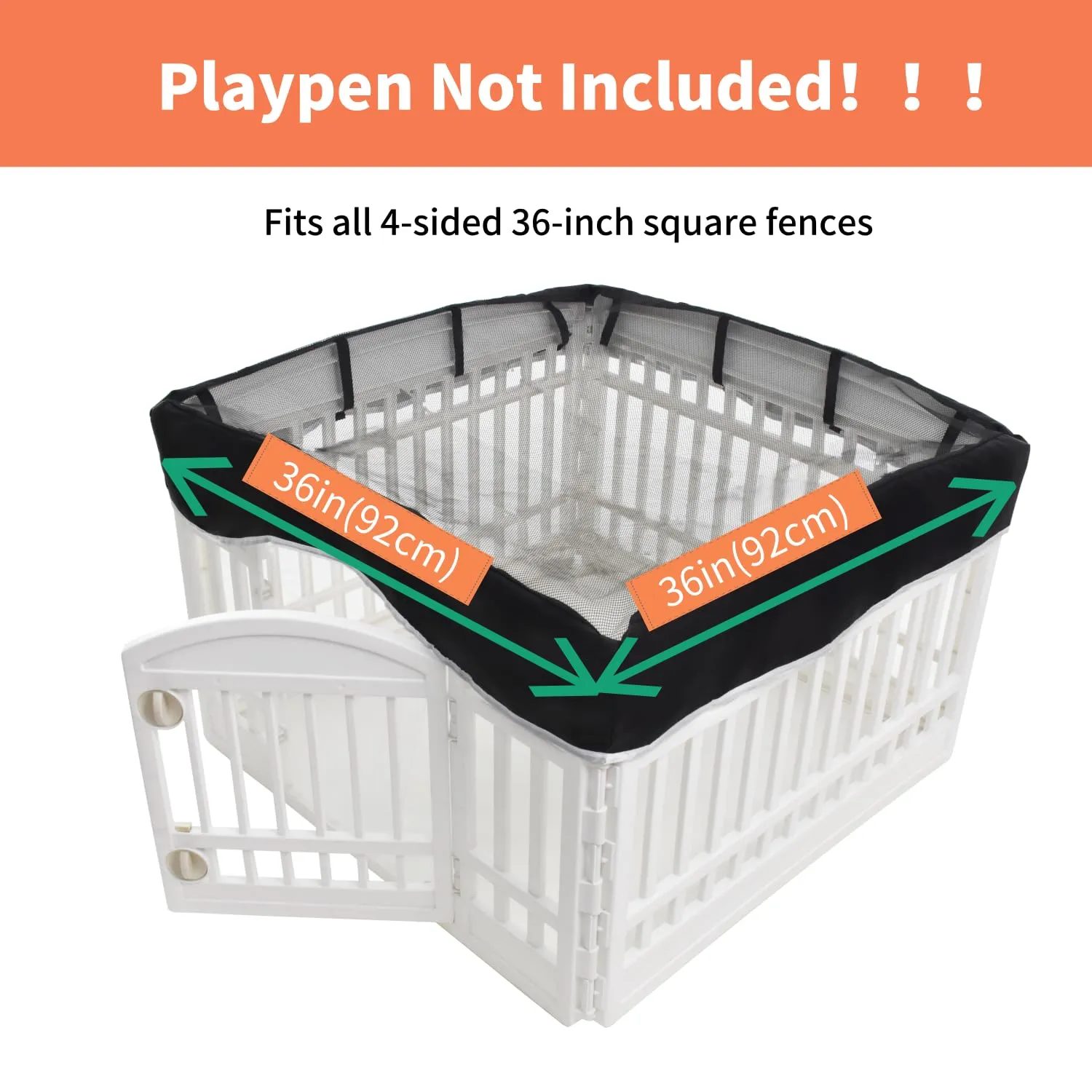 Zuisfa Copertura rete box cani, penna plastica 91 cm, 4 pannelli, nera, connessioni fibbia telescopica - immagine 2