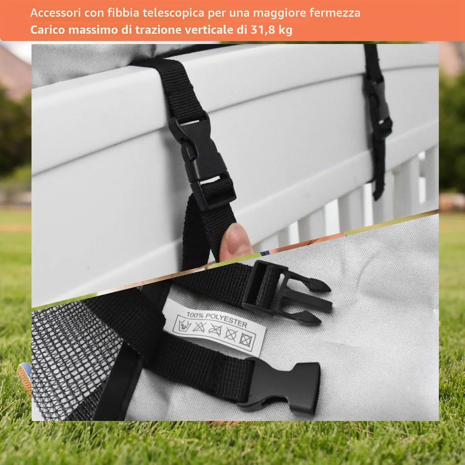 Zuisfa Copertura rete box cani, penna plastica 91 cm, 4 pannelli, nera, connessioni fibbia telescopica - immagine 5