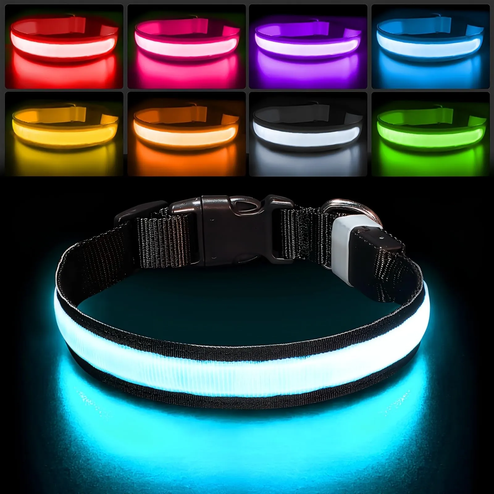 PcEoTllar Collare Luminoso per Cani, Impermeabile, Nero-S - immagine 1