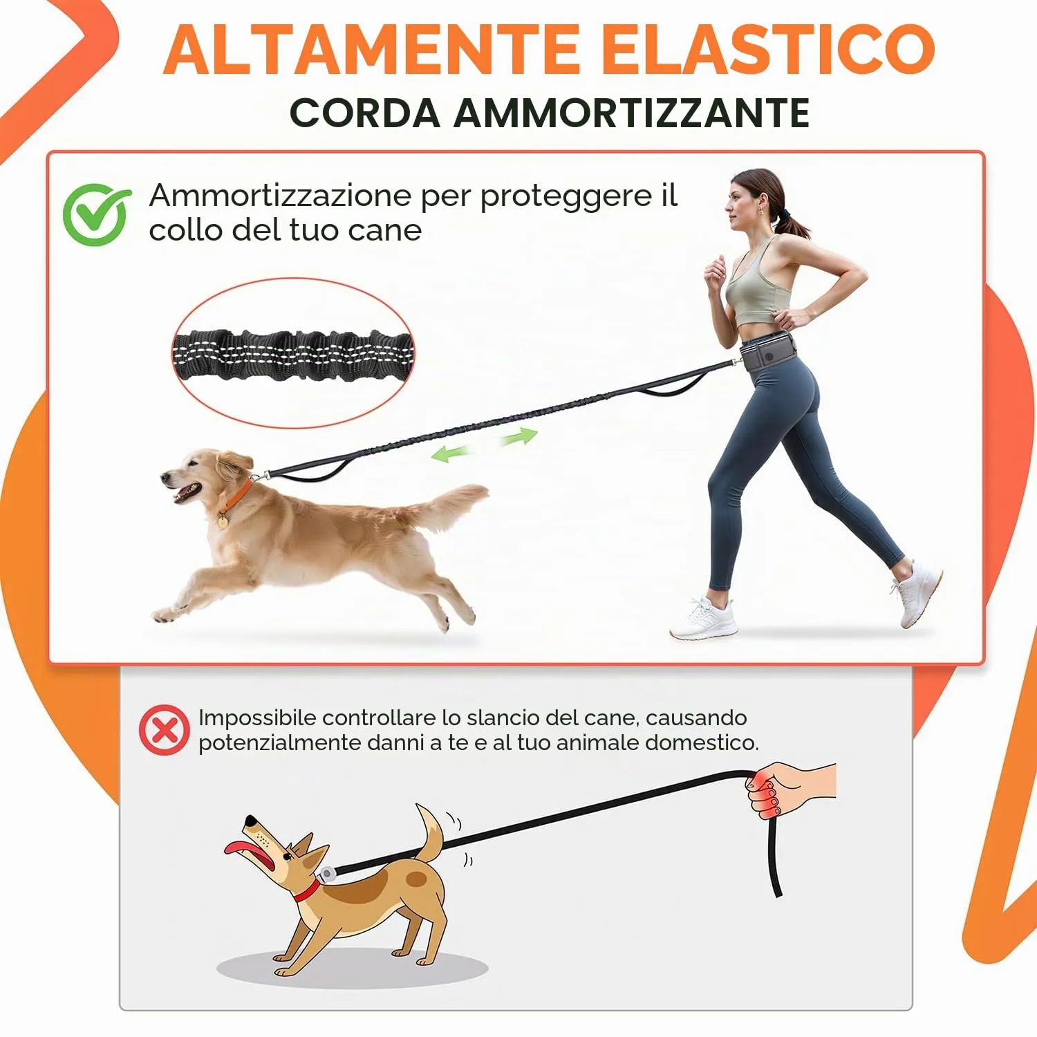 Looxmeer Guinzaglio Mani Libere per Cani, Guinzaglio per Cani da Corsa, Passeggio, Trekking con Cintura in Vita Regolabile e Custodia per l'Acqua con Filo Riflettente, Grigio - immagine 5