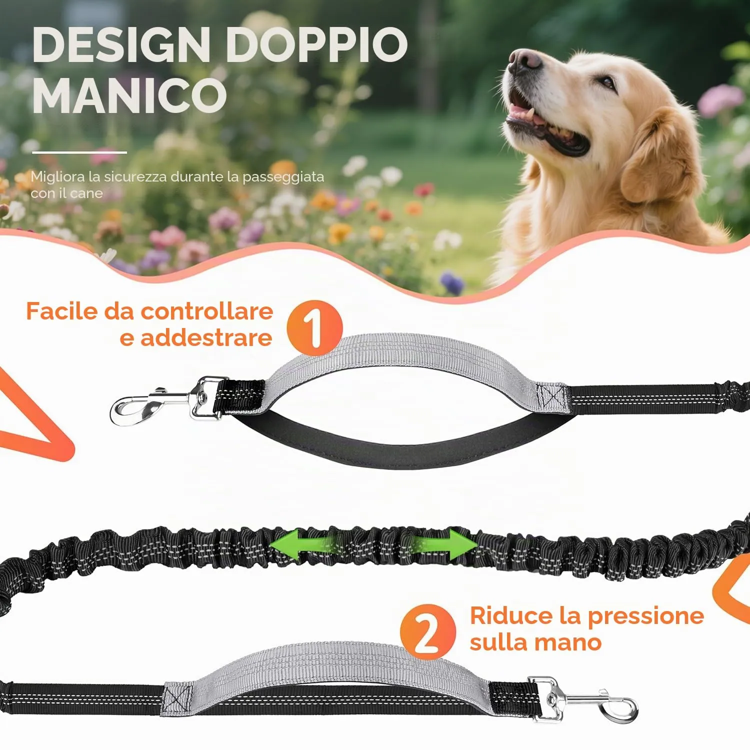 Looxmeer Guinzaglio Mani Libere per Cani, Guinzaglio per Cani da Corsa, Passeggio, Trekking con Cintura in Vita Regolabile e Custodia per l'Acqua con Filo Riflettente, Grigio - immagine 8