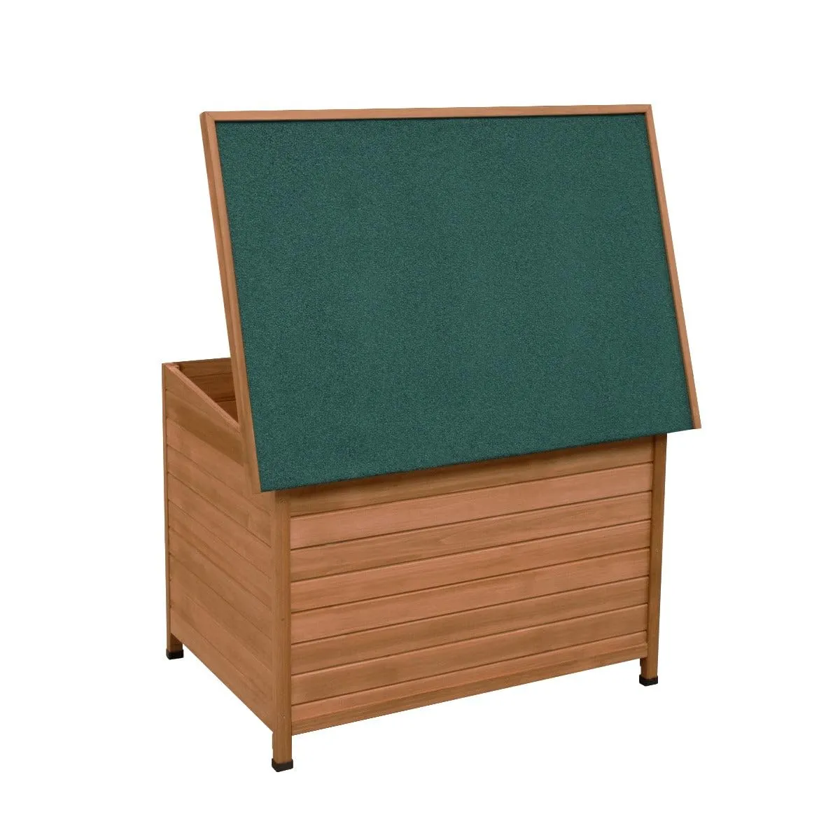 Cuccia per cani di media taglia casa per animali H 70cm H x 103cm L x 66cm P tetto apribile con cerniera Sportelli rimovibili sul pavimento Resistente alle intemperie Legno di abete Facile da pulire - immagine 6