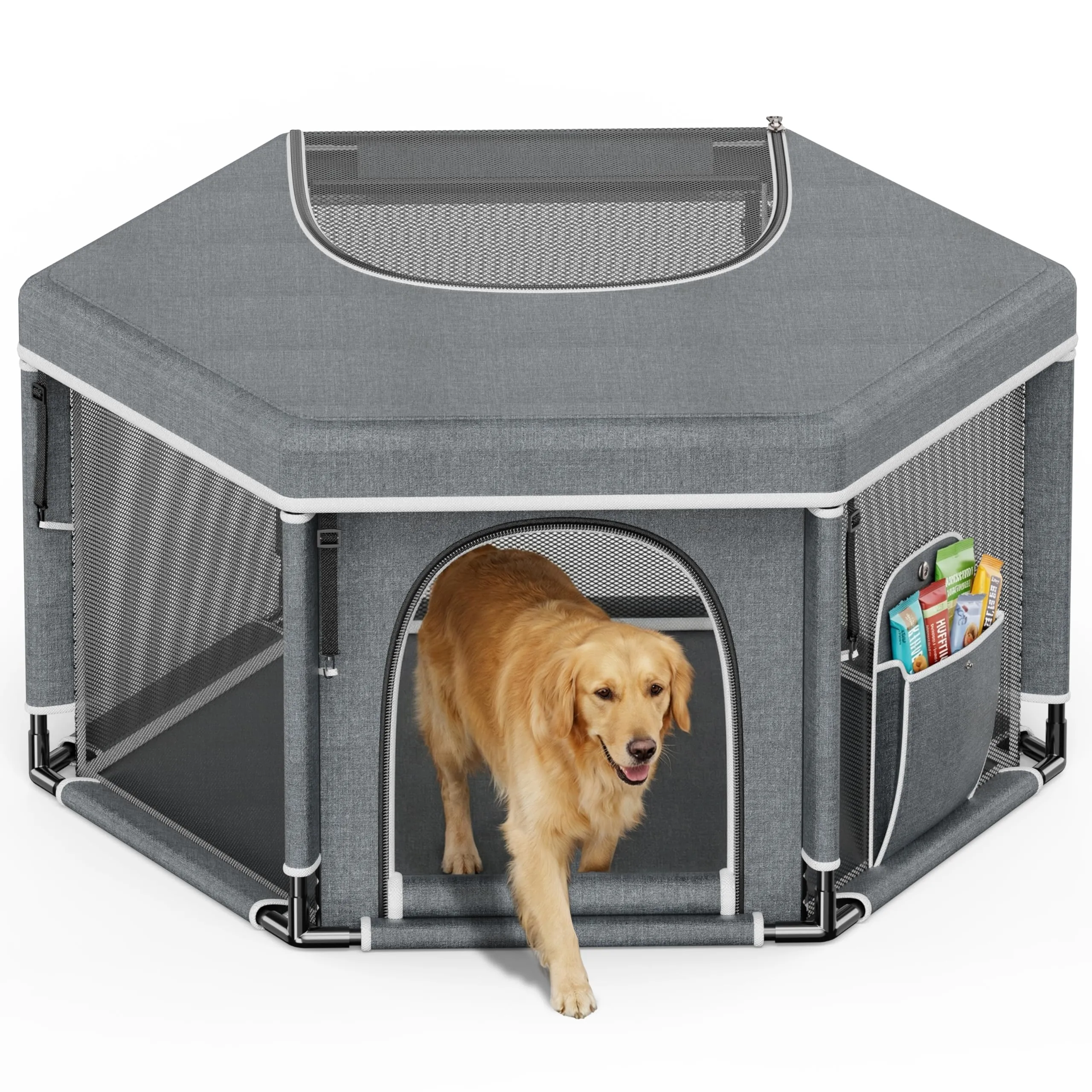 Cofanetto esagonale per cuccioli extra alti, box razze grandi e piccole, accessorio per cuccioli, indispensabile per cani, 122 x 65 cm - immagine 1